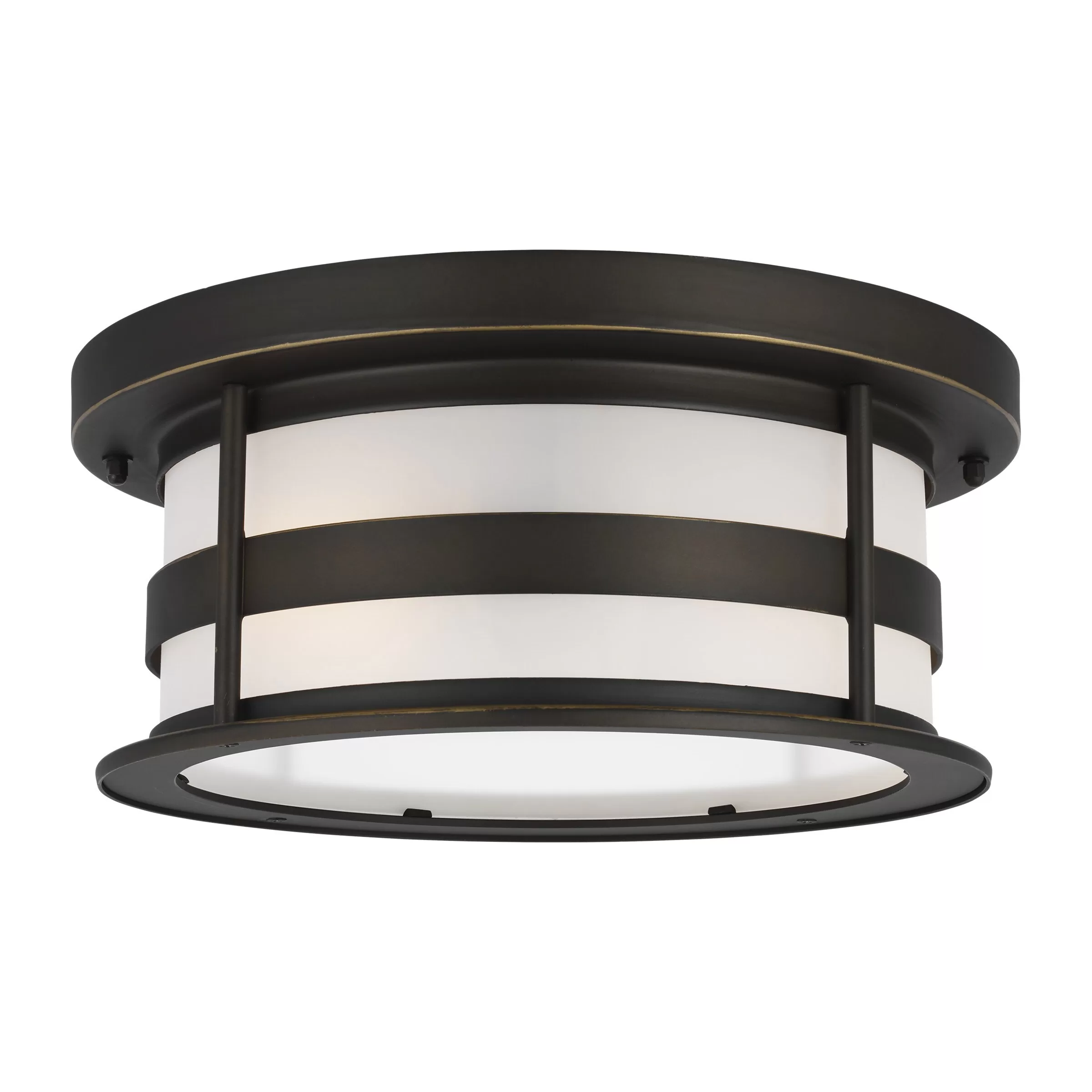 Sea Gull Lighting 7890902-71 Wilburn 13-in W Antique Bronze Outdoor Flush Mount Light - Image 3