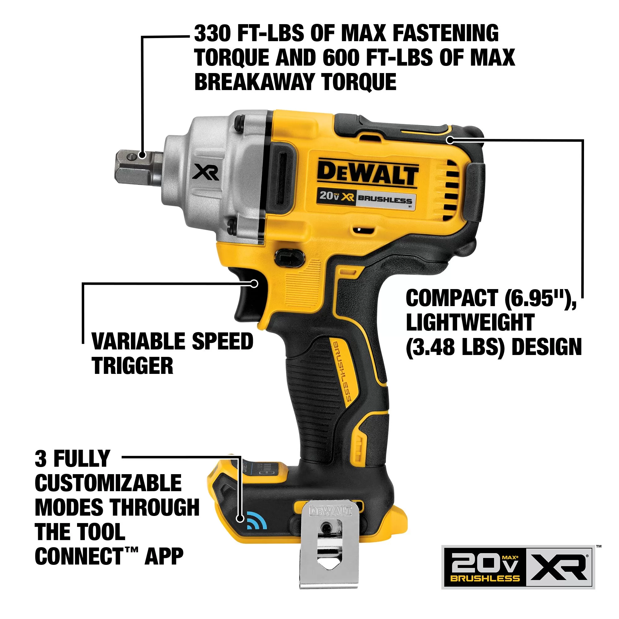 DEWALT 20-volt Max Variable Speed 1/2-in Drive Cordless Impact Wrench (Tool Only) - Image 3