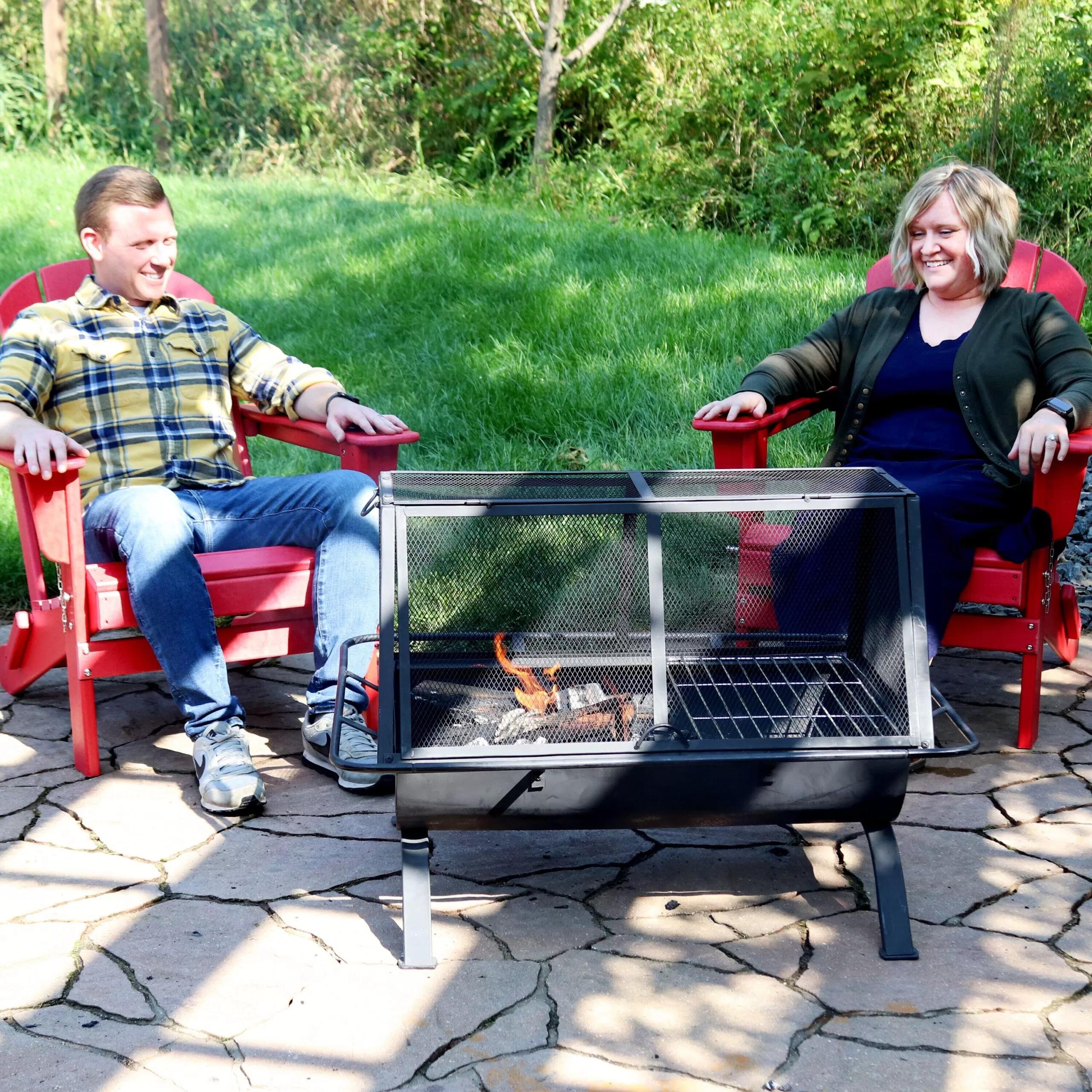 Sunnydaze Decor 27-in W Black Steel Wood-Burning Fire Pit - Image 4
