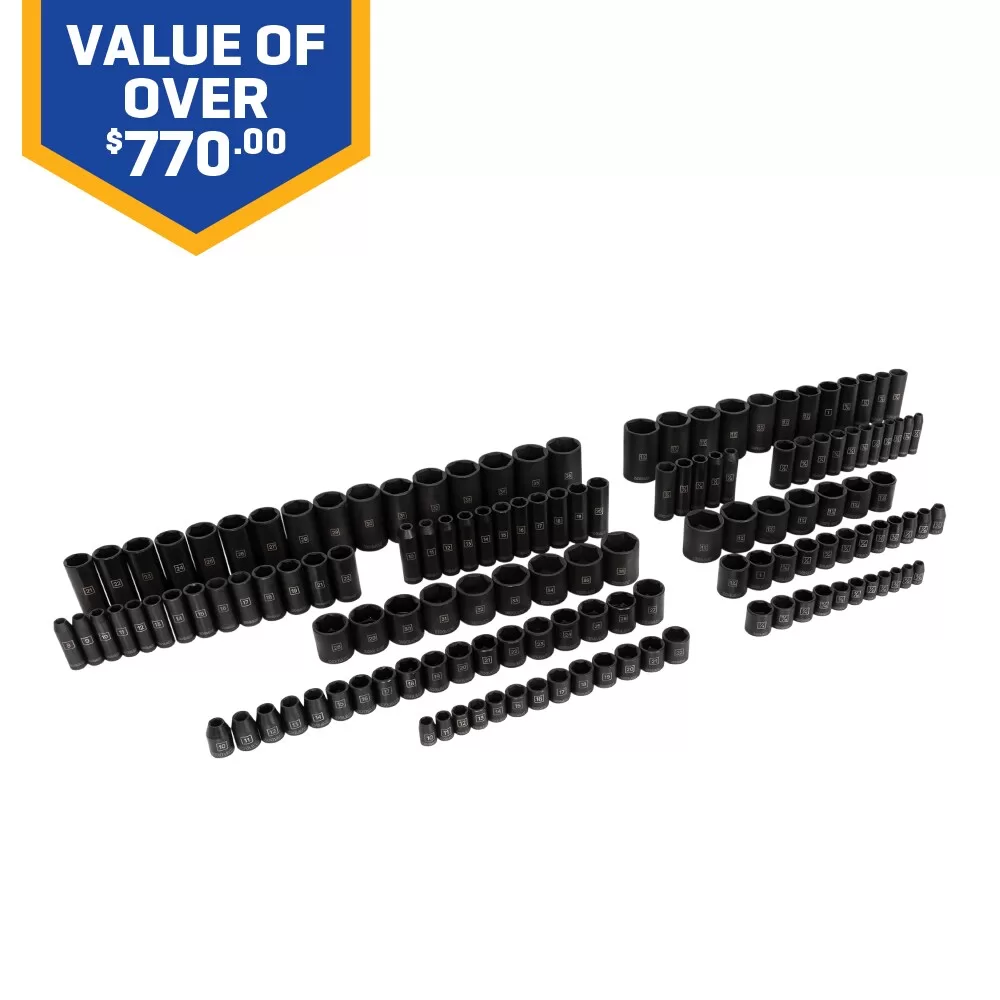 Kobalt 139-Piece Standard (SAE) and Metric 1/2-in;3/8-in Drive Set 6-point Impact Socket Set - Image 2