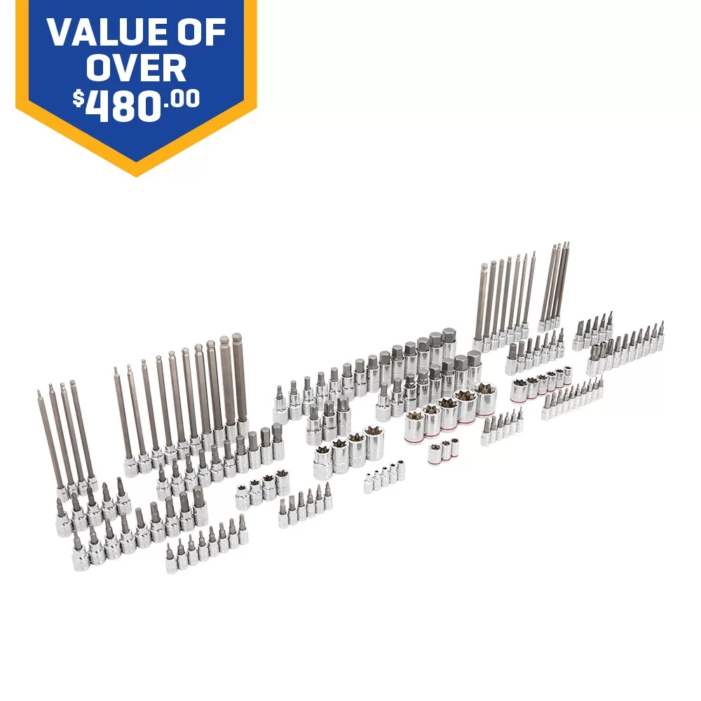 Kobalt 153-Piece 1/2-in; 3/8-in; 1/4-in Drive Set Hex;Torx;Tr Torx; Phillips;Slotted;Square Bit Standard (Sae) and Metric Driver Socket Set - Image 2