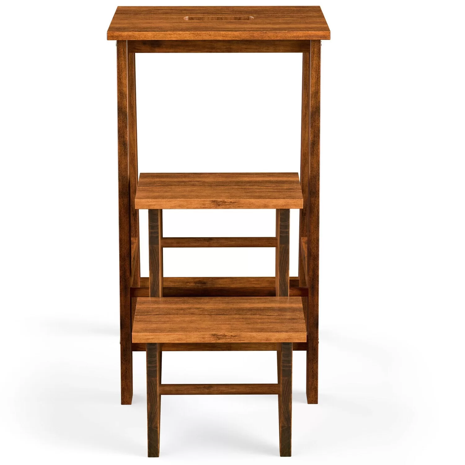 WELLFOR 3-Step 200-lb Capacity Brown Wood Foldable Step Stool - Image 9