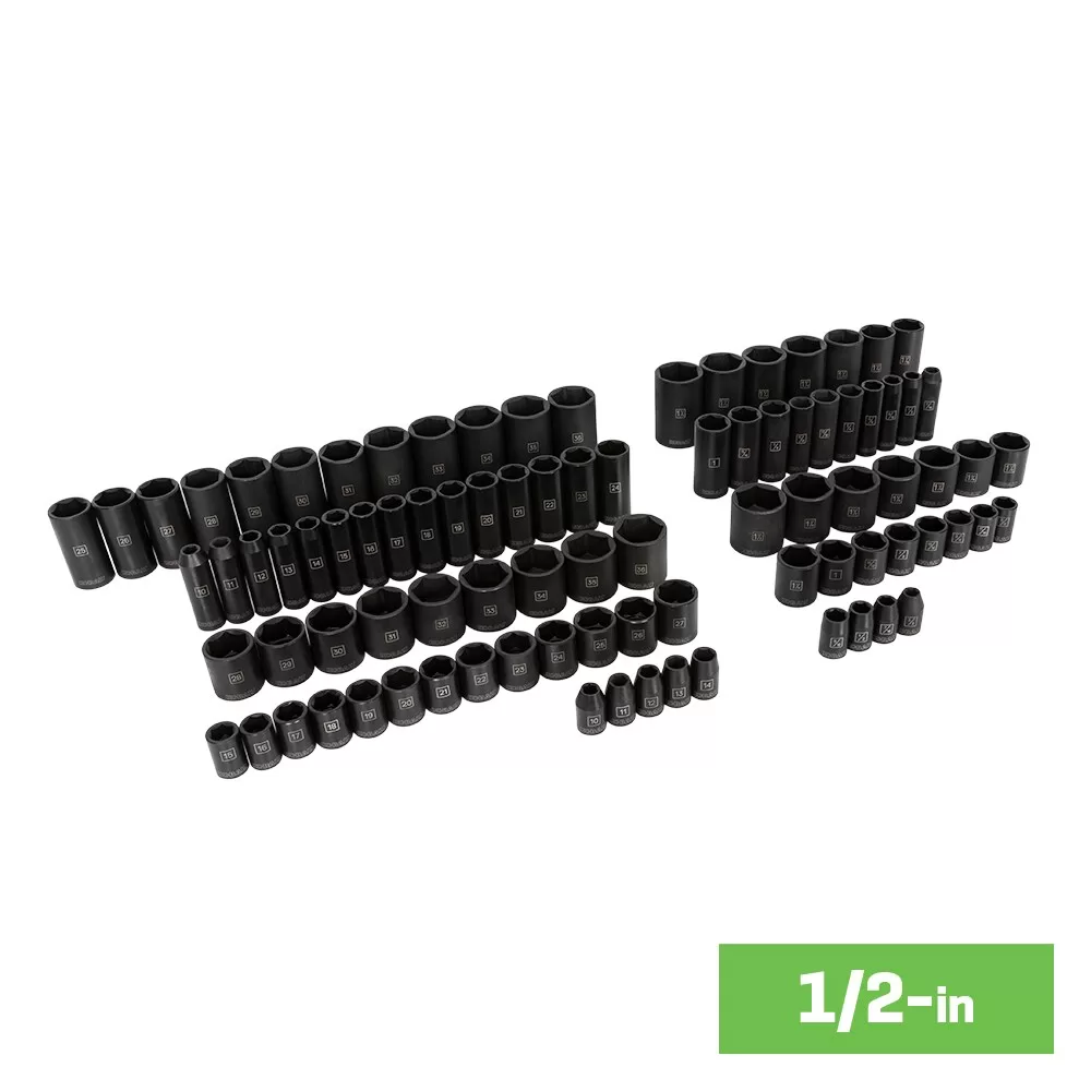 Kobalt 139-Piece Standard (SAE) and Metric 1/2-in;3/8-in Drive Set 6-point Impact Socket Set - Image 4
