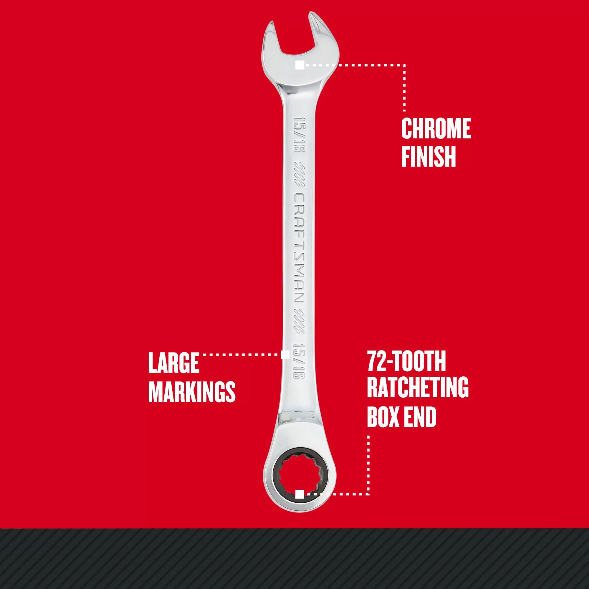 CRAFTSMAN 67-Piece Standard (SAE) and Metric Polished Chrome Mechanics Tool Set - Image 3