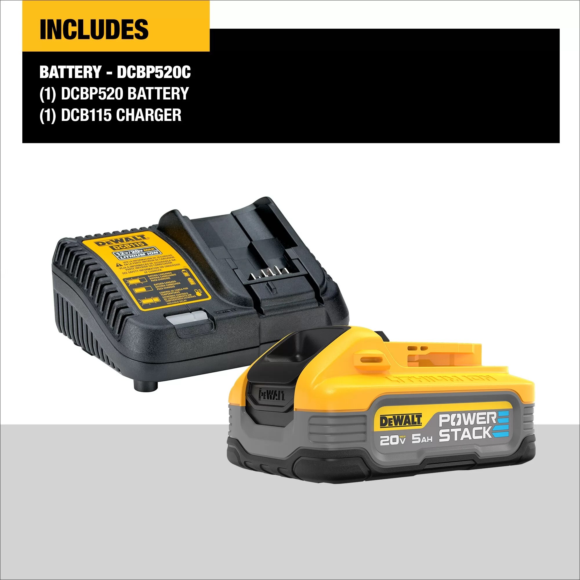 DEWALT POWERSTACK 20-Volt 5 Amp-Hour; Lithium-ion Power Tool Battery and Charger (Charger Included) - Image 2