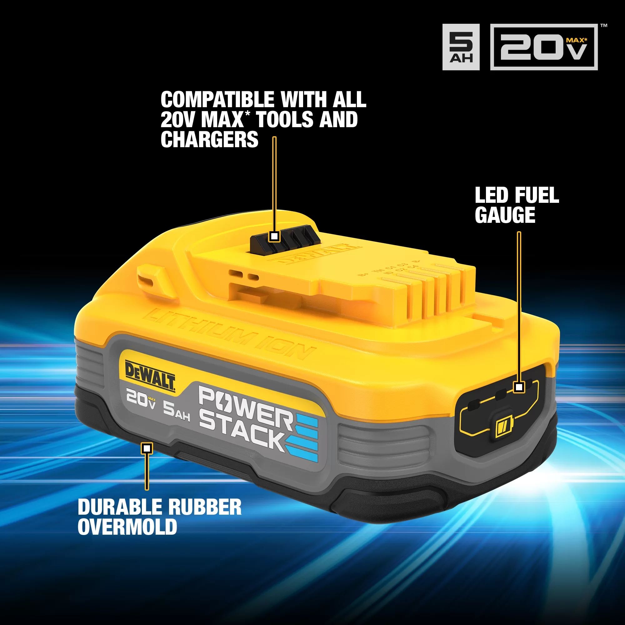 DEWALT POWERSTACK 20-Volt 5 Amp-Hour; Lithium-ion Power Tool Battery and Charger (Charger Included) - Image 3