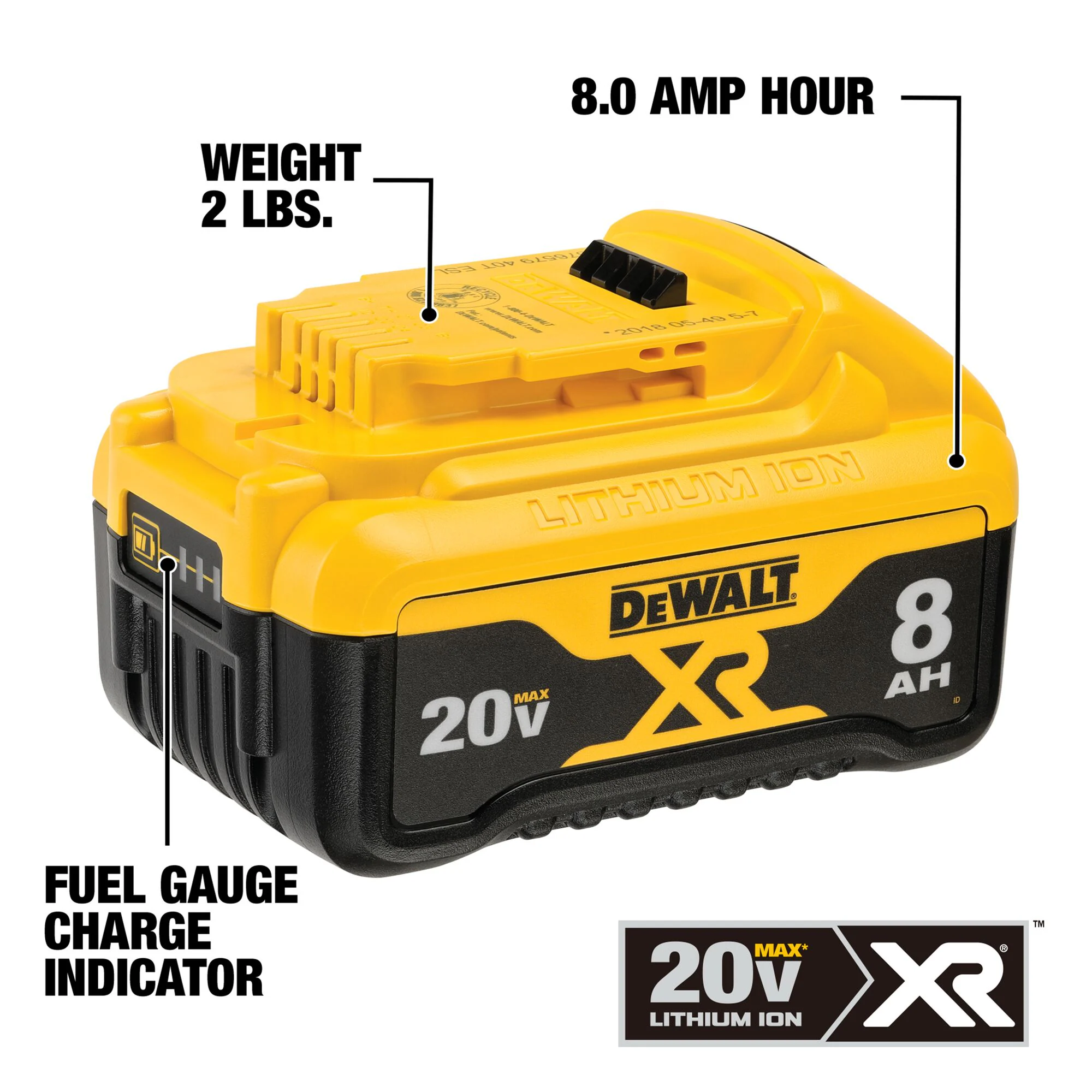 DEWALT DCB248-3 V20 3-Pack 8 Amp-Hour; 4 Amp-Hour Lithium-ion Power Tool Battery - Image 5