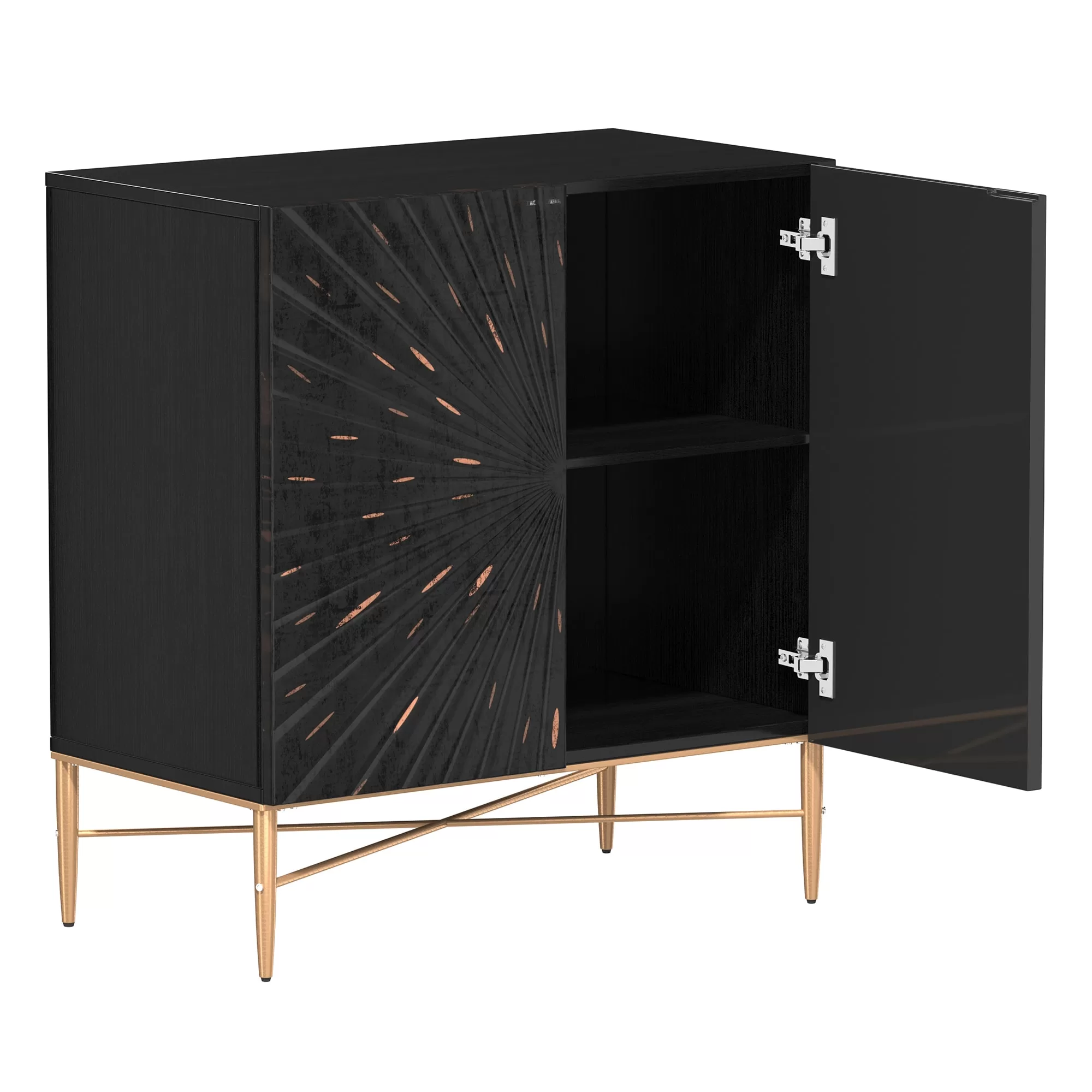 Clihome 2-Door Storage Cabinets 29.5-in W x 32-in H Wood Composite Black Freestanding Utility Storage Cabinet - Image 3
