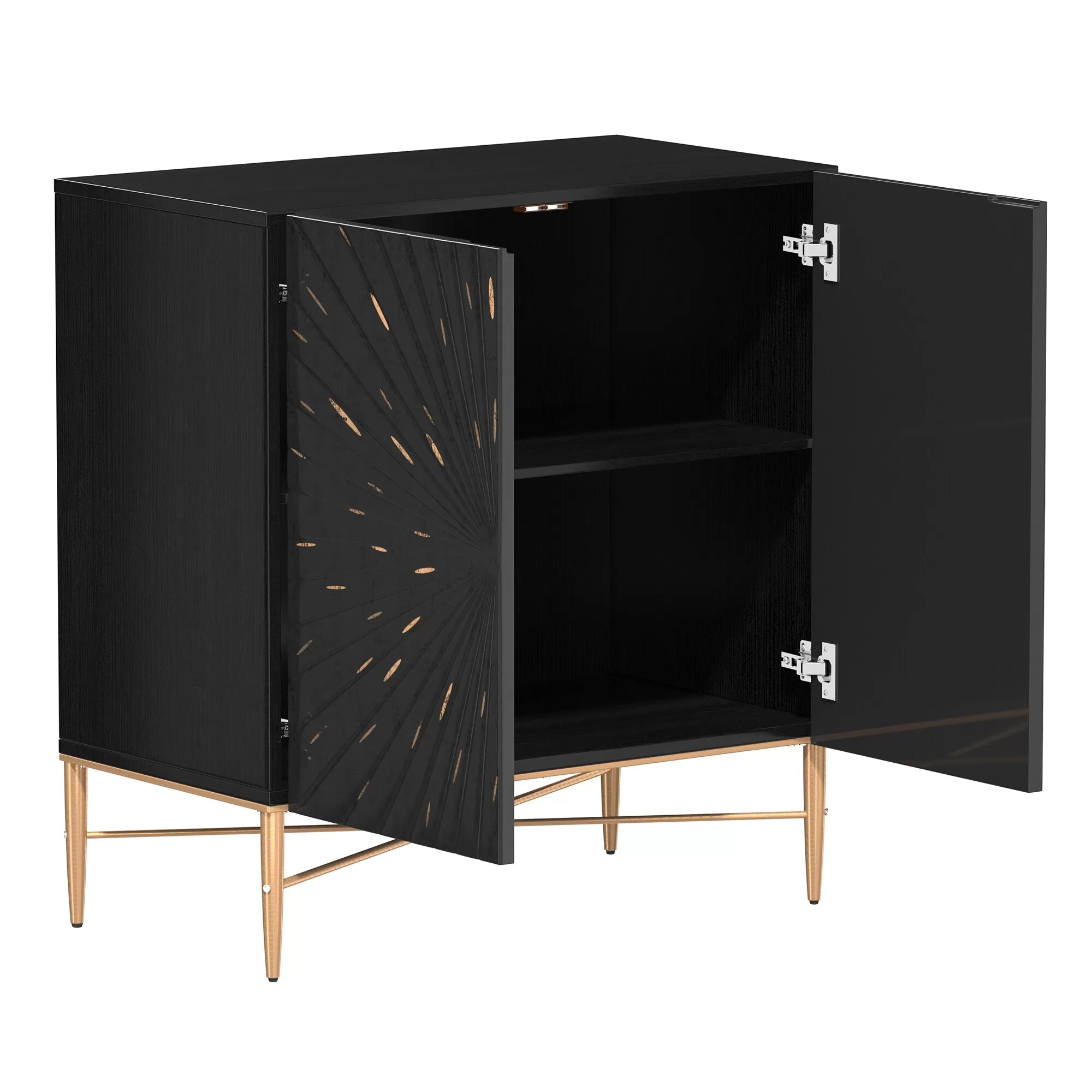 Clihome 2-Door Storage Cabinets 29.5-in W x 32-in H Wood Composite Black Freestanding Utility Storage Cabinet - Image 4