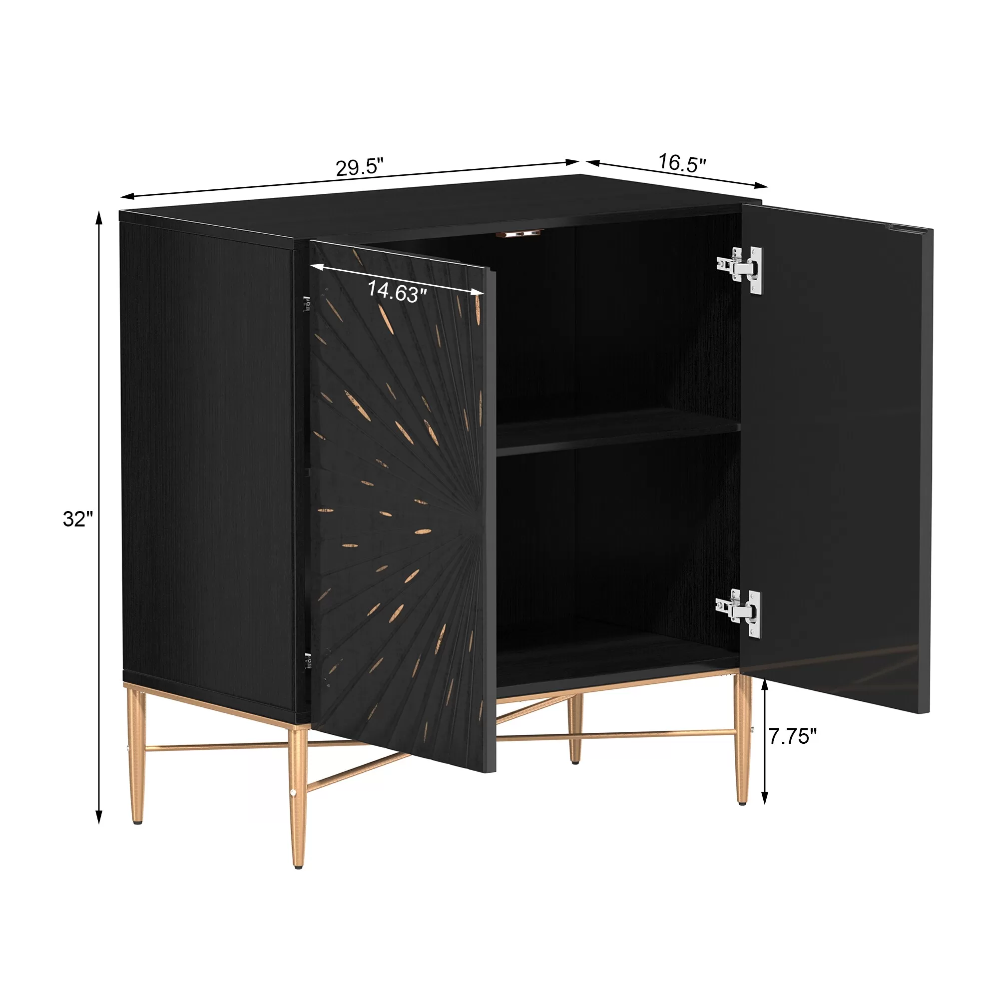 Clihome 2-Door Storage Cabinets 29.5-in W x 32-in H Wood Composite Black Freestanding Utility Storage Cabinet - Image 6