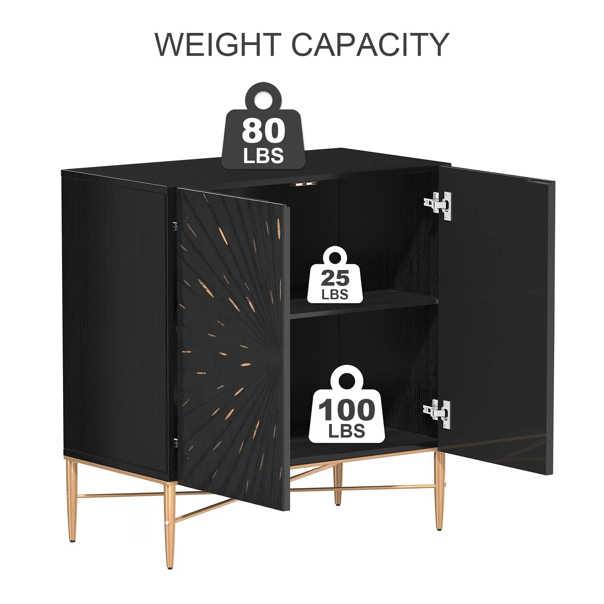 Clihome 2-Door Storage Cabinets 29.5-in W x 32-in H Wood Composite Black Freestanding Utility Storage Cabinet - Image 9