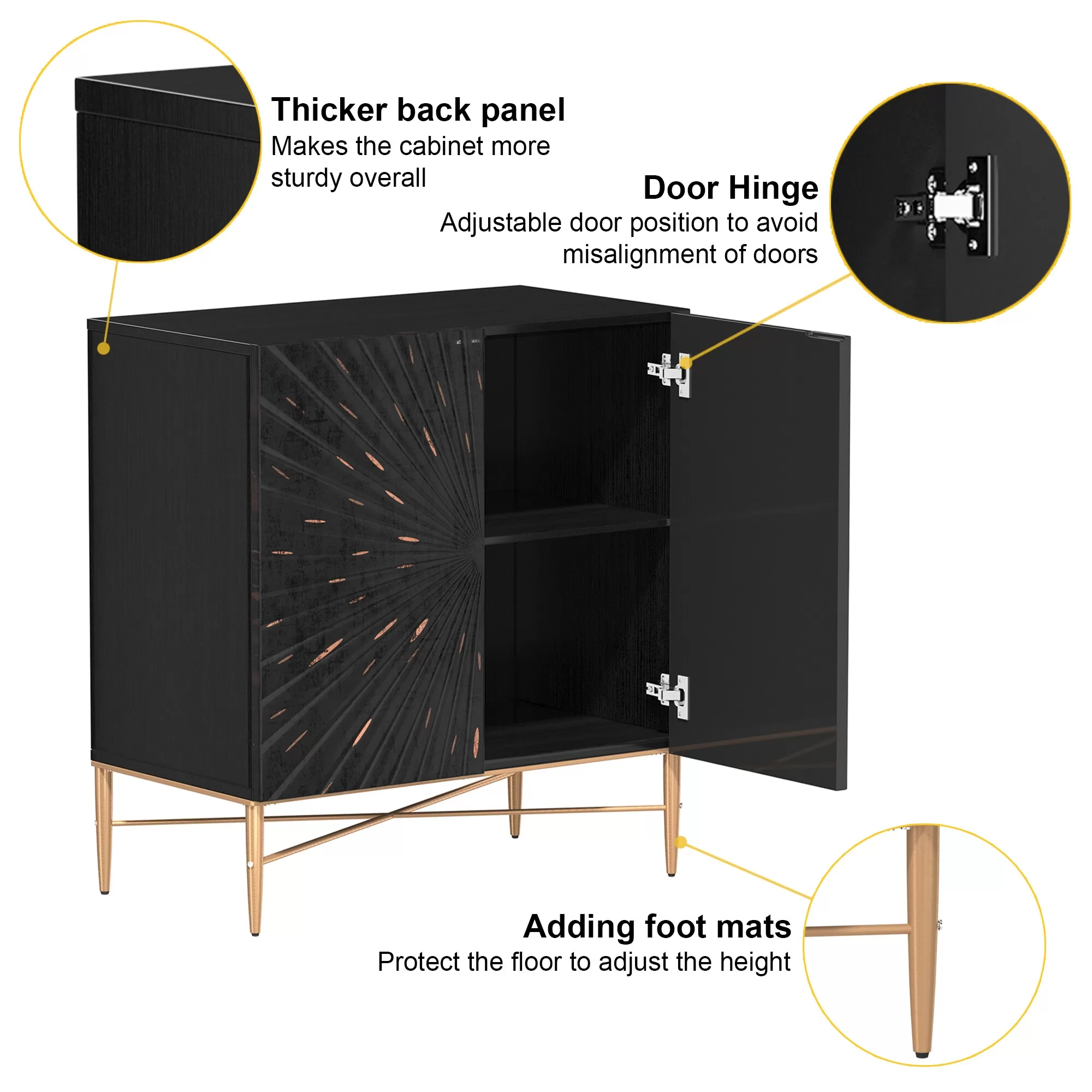Clihome 2-Door Storage Cabinets 29.5-in W x 32-in H Wood Composite Black Freestanding Utility Storage Cabinet - Image 10