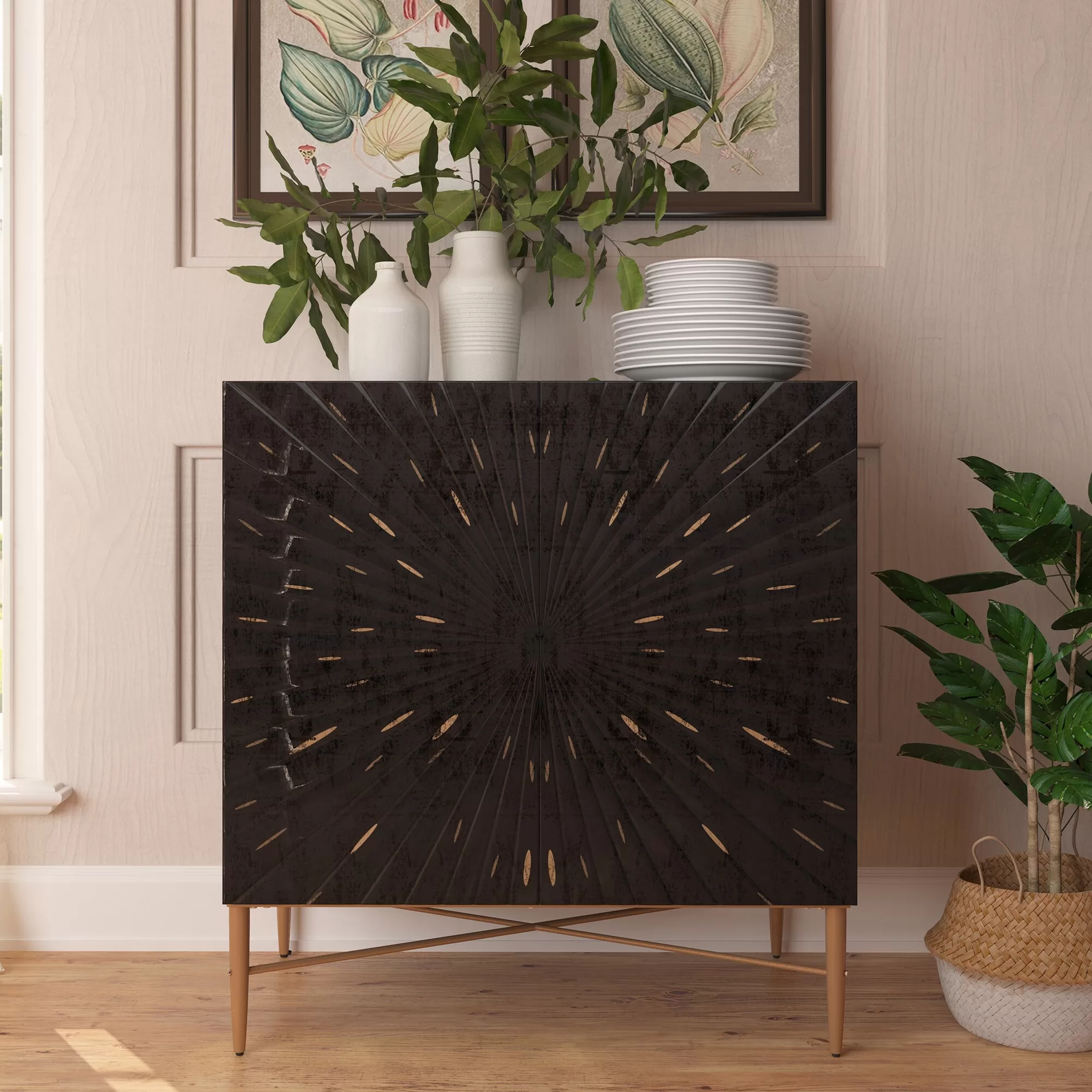 Clihome 2-Door Storage Cabinets 29.5-in W x 32-in H Wood Composite Black Freestanding Utility Storage Cabinet - Image 7