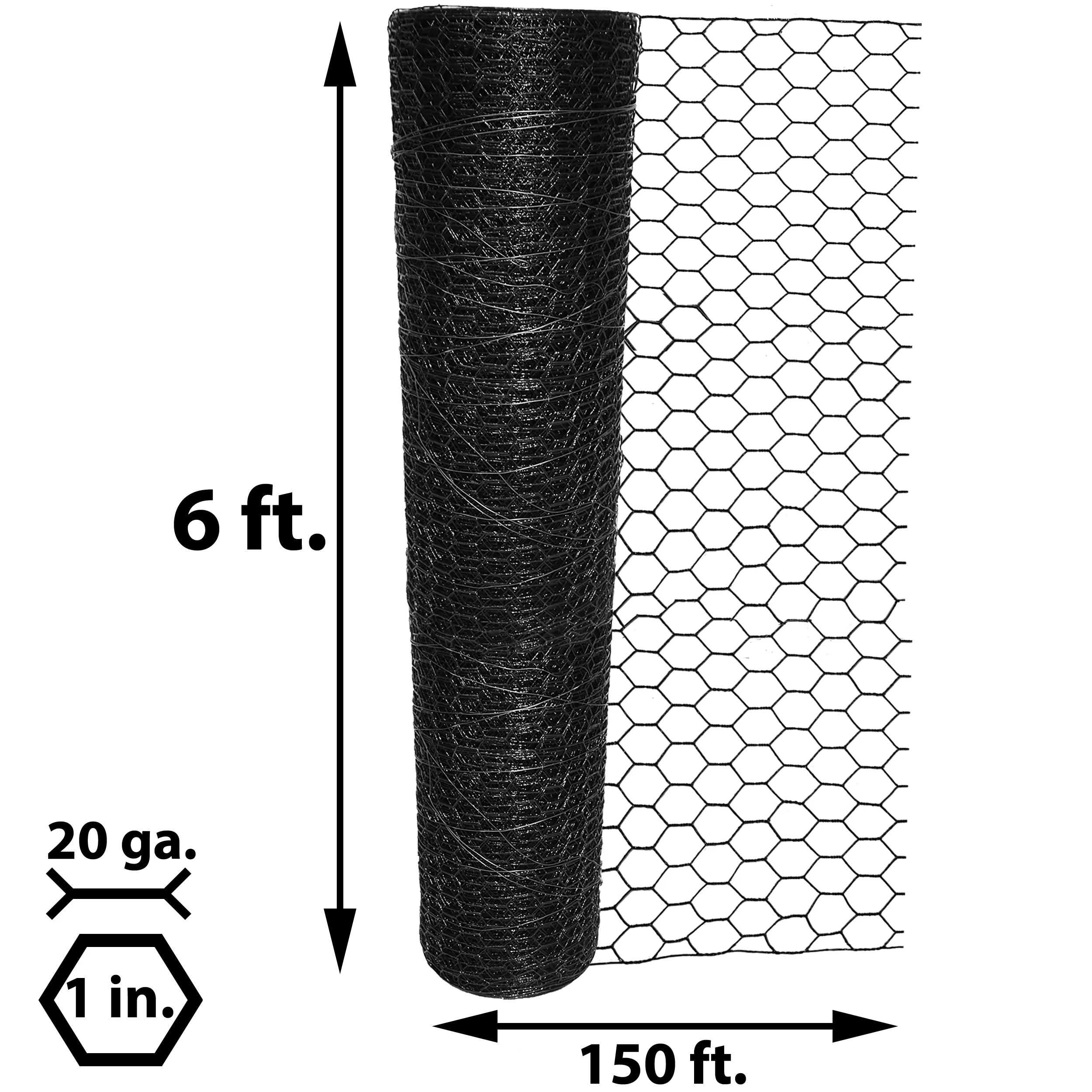 Acorn International 150-ft x 6-ft 20-Gauge Black Vinyl-coated Steel Poultry Netting Rolled Fencing with Mesh Size 1-in - Image 6