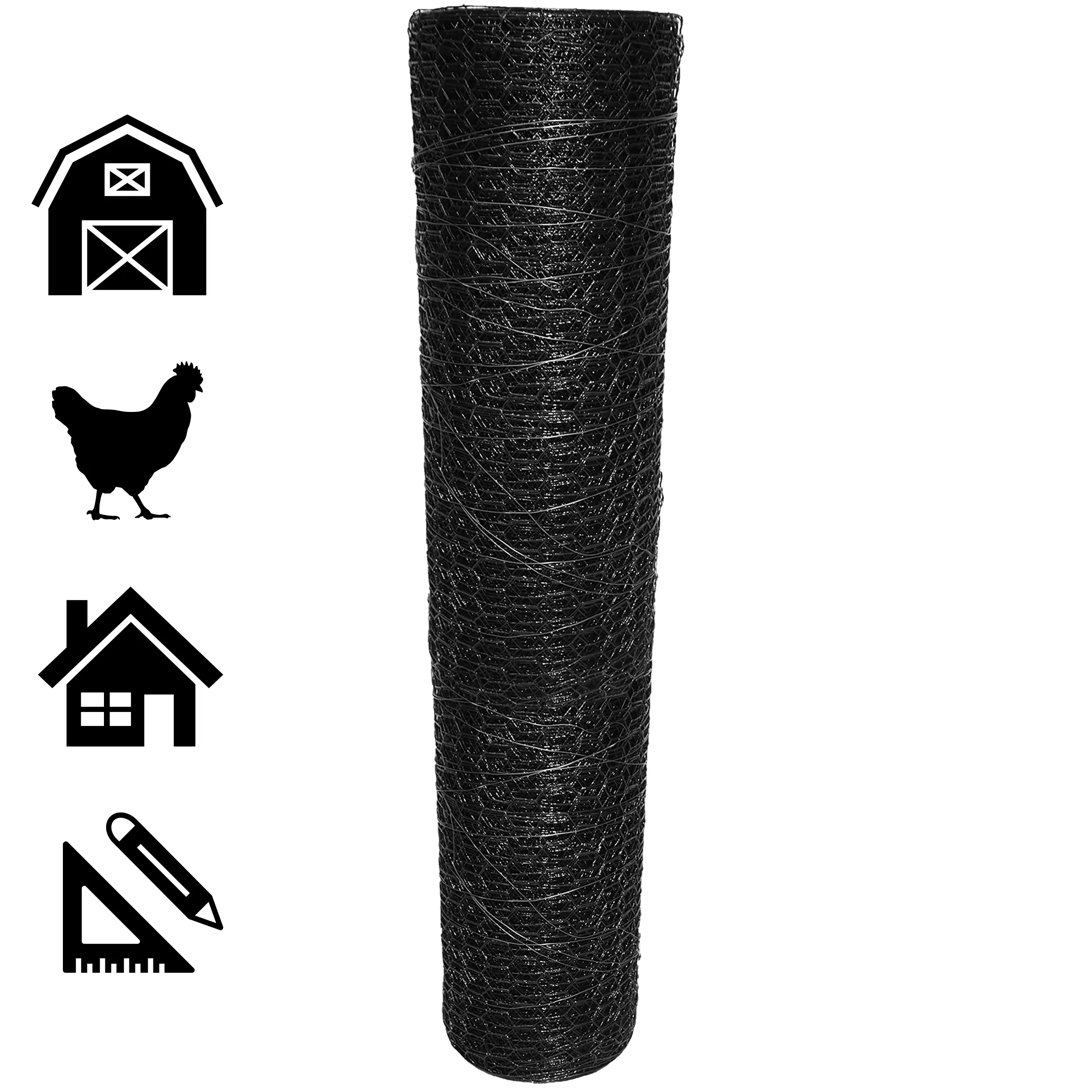 Acorn International 150-ft x 6-ft 20-Gauge Black Vinyl-coated Steel Poultry Netting Rolled Fencing with Mesh Size 1-in - Image 4