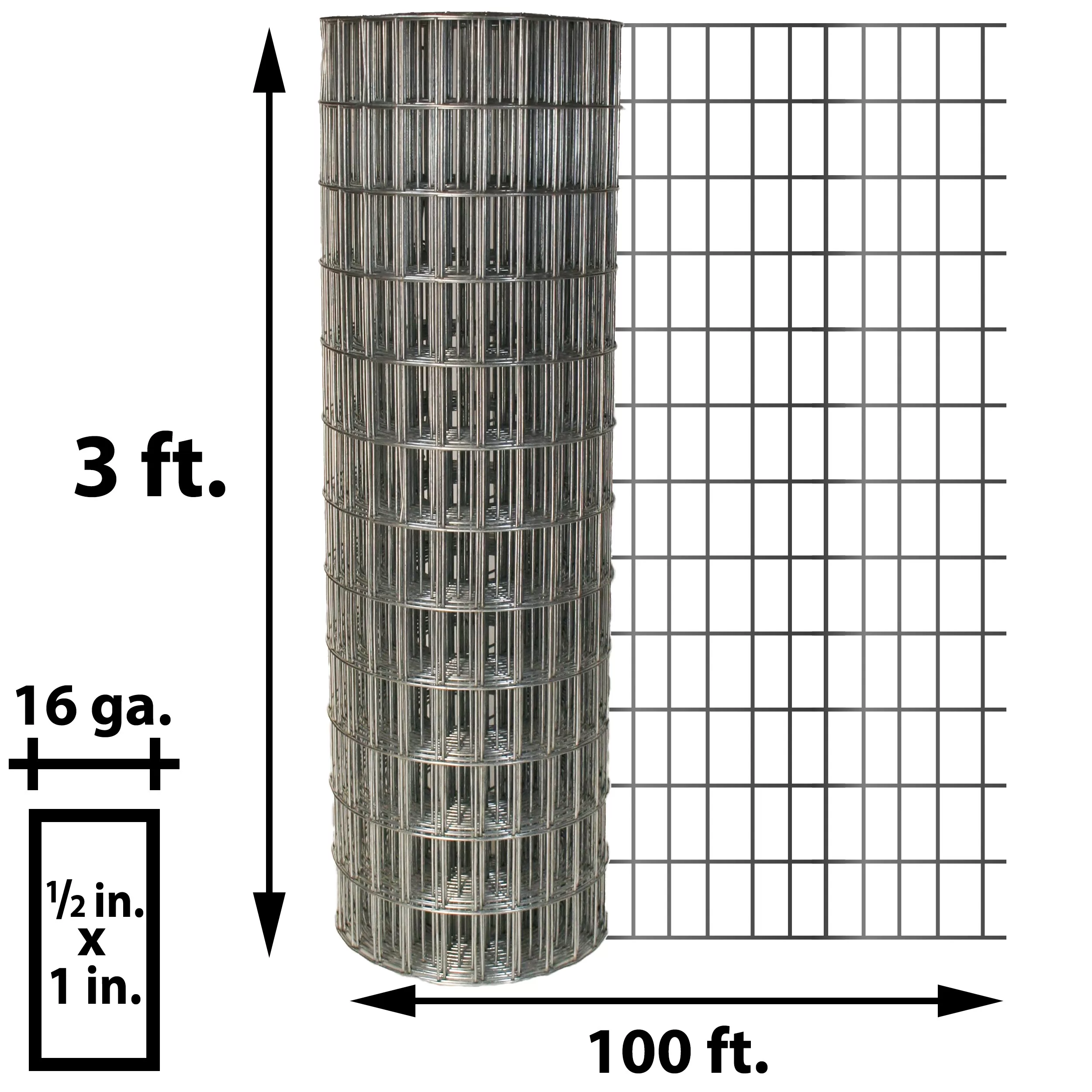 Acorn International 100-ft x 3-ft 16-Gauge Silver Galvanized Steel Welded Wire Rolled Fencing with Mesh Size 1/2-in x 1-in - Image 6