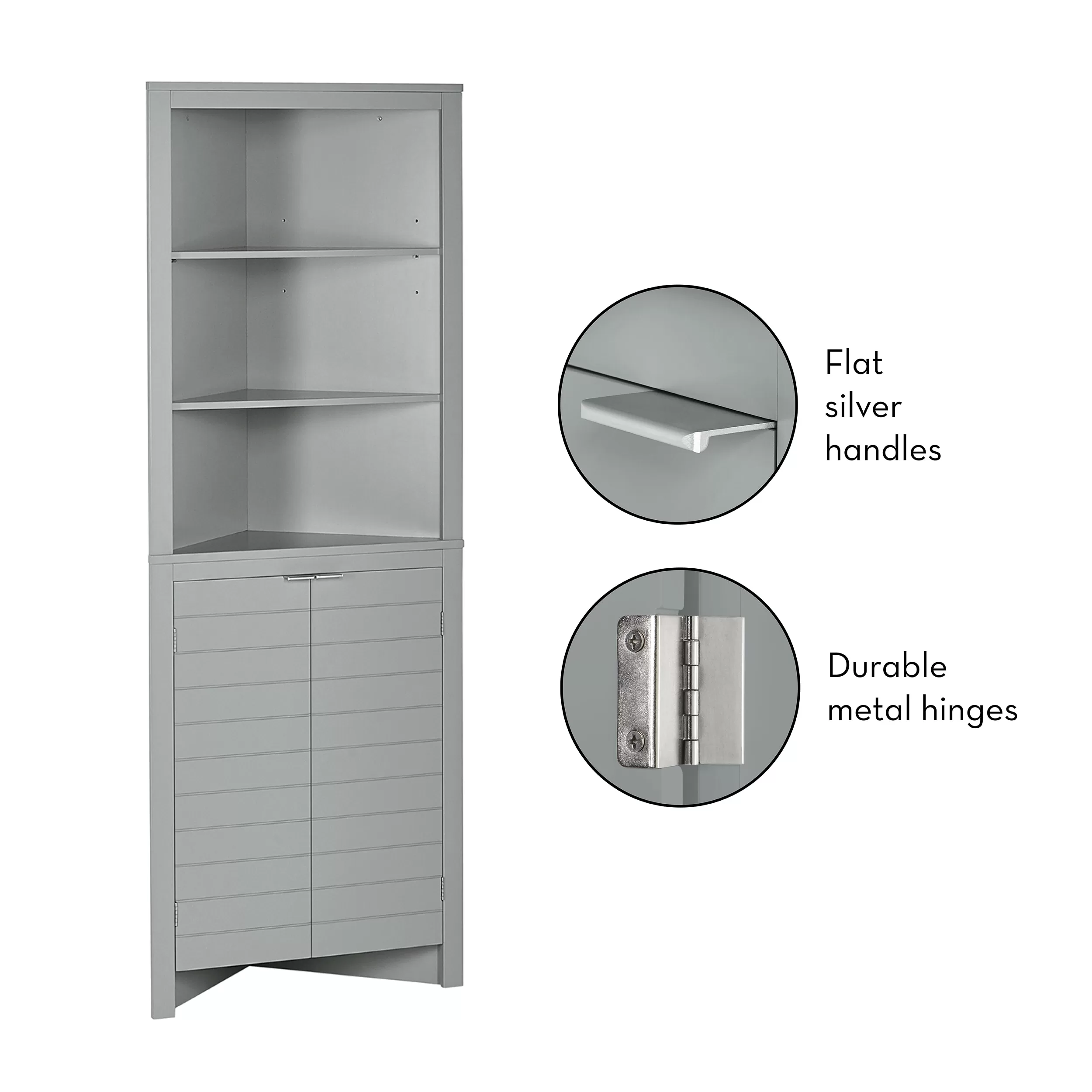 RiverRidge Madison Tall Corner Cabinet, Gray - Image 4