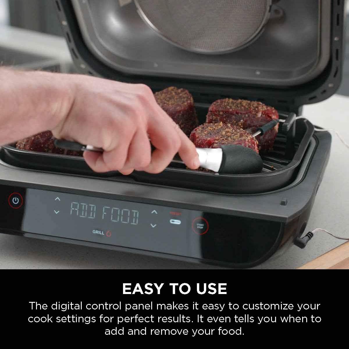 Ninja FG551 Foodi Smart XL 6-in-1 Indoor Grill with Air Fry, Roast, Bake, Broil & Dehydrate, Smart Thermometer, Black/Silver - Image 11