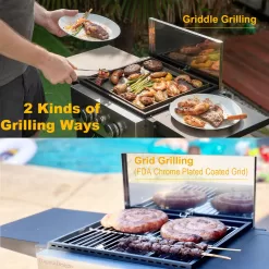 Sophia & William 2-Burner Gas Grill and Griddle Combo with Wheels