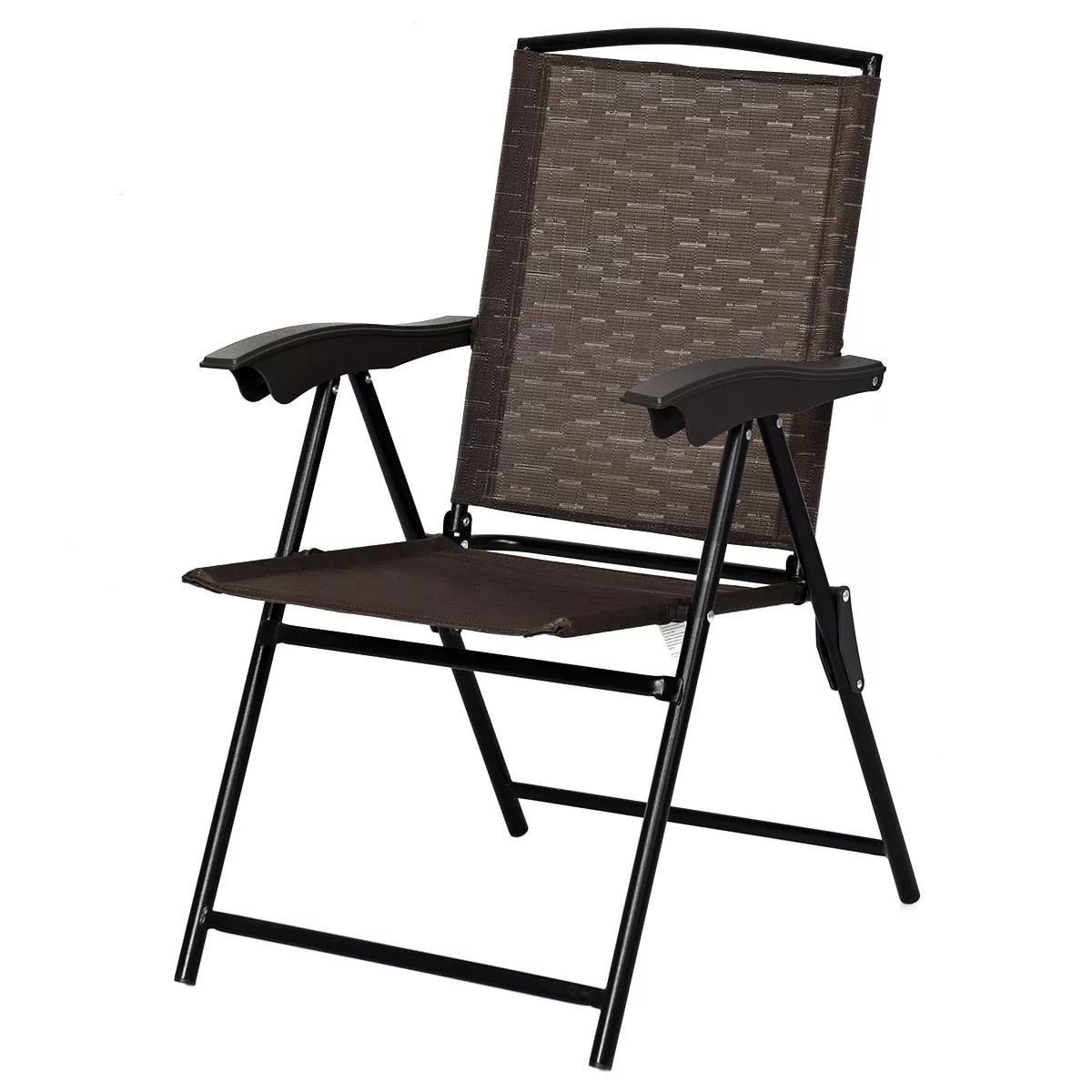 Costway 4PCS Folding Sling Chairs Steel Armrest Patio Garden Camping W/Adjustable Back