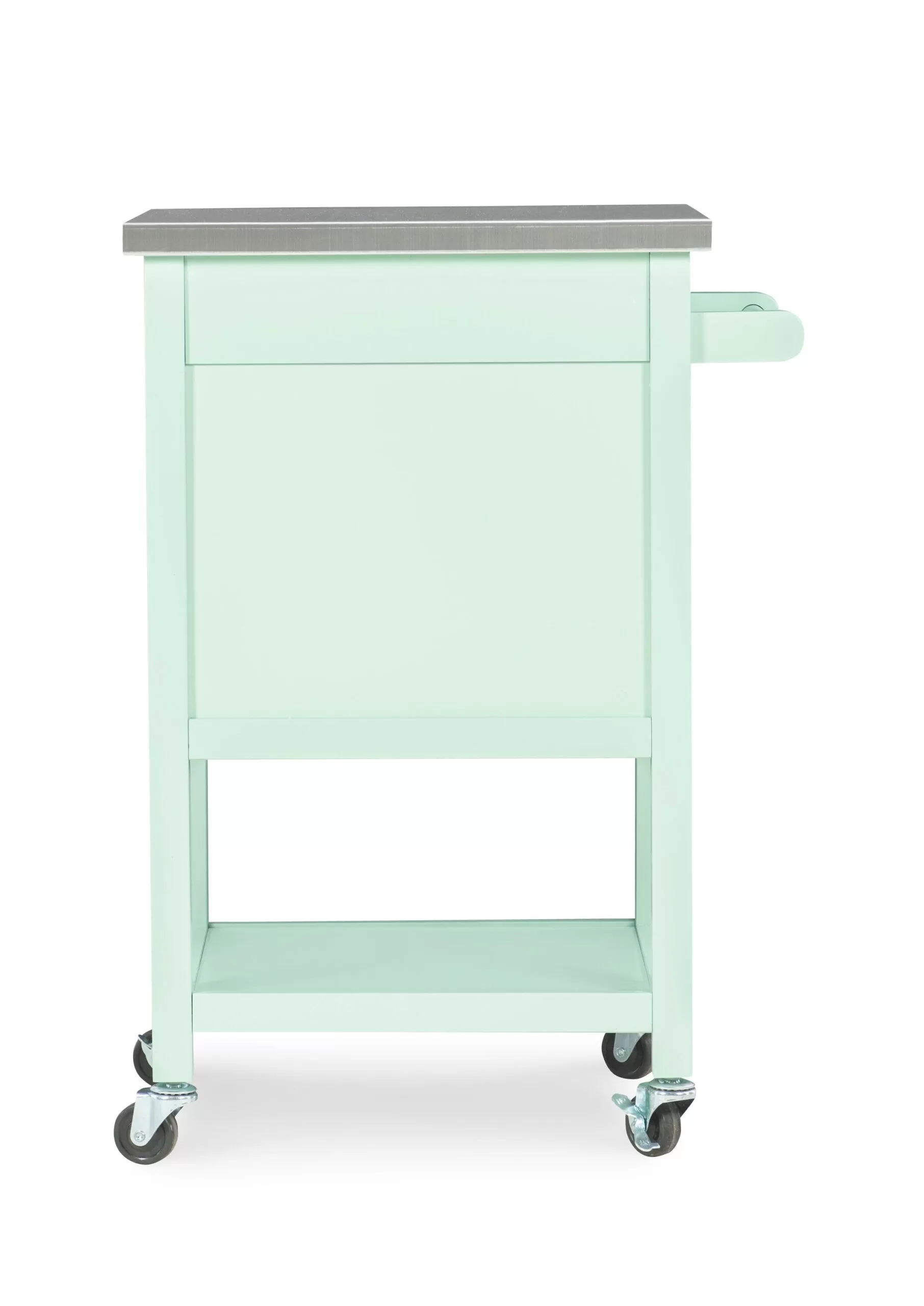 Linon Green Wood Base with Stainless Steel Metal Top Rolling Kitchen Cart (22-in x 18-in x 36-in) - Image 5
