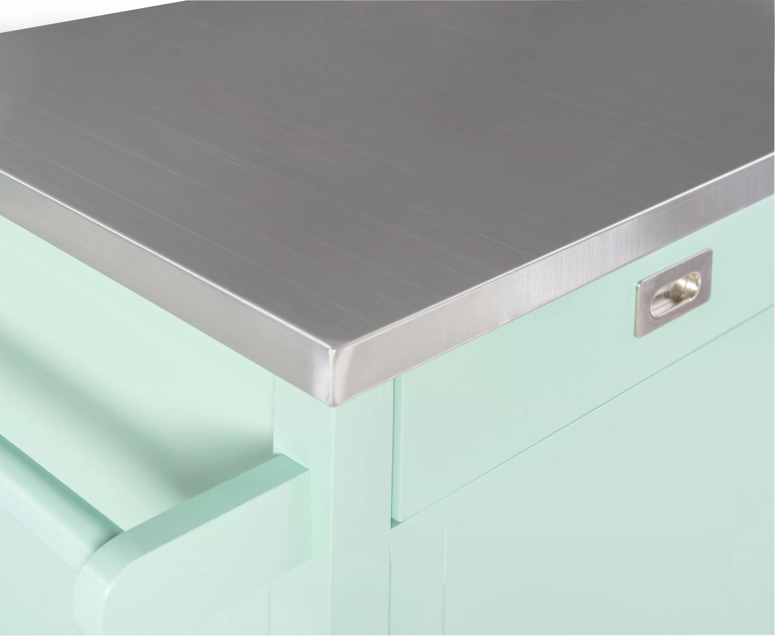Linon Green Wood Base with Stainless Steel Metal Top Rolling Kitchen Cart (22-in x 18-in x 36-in) - Image 12