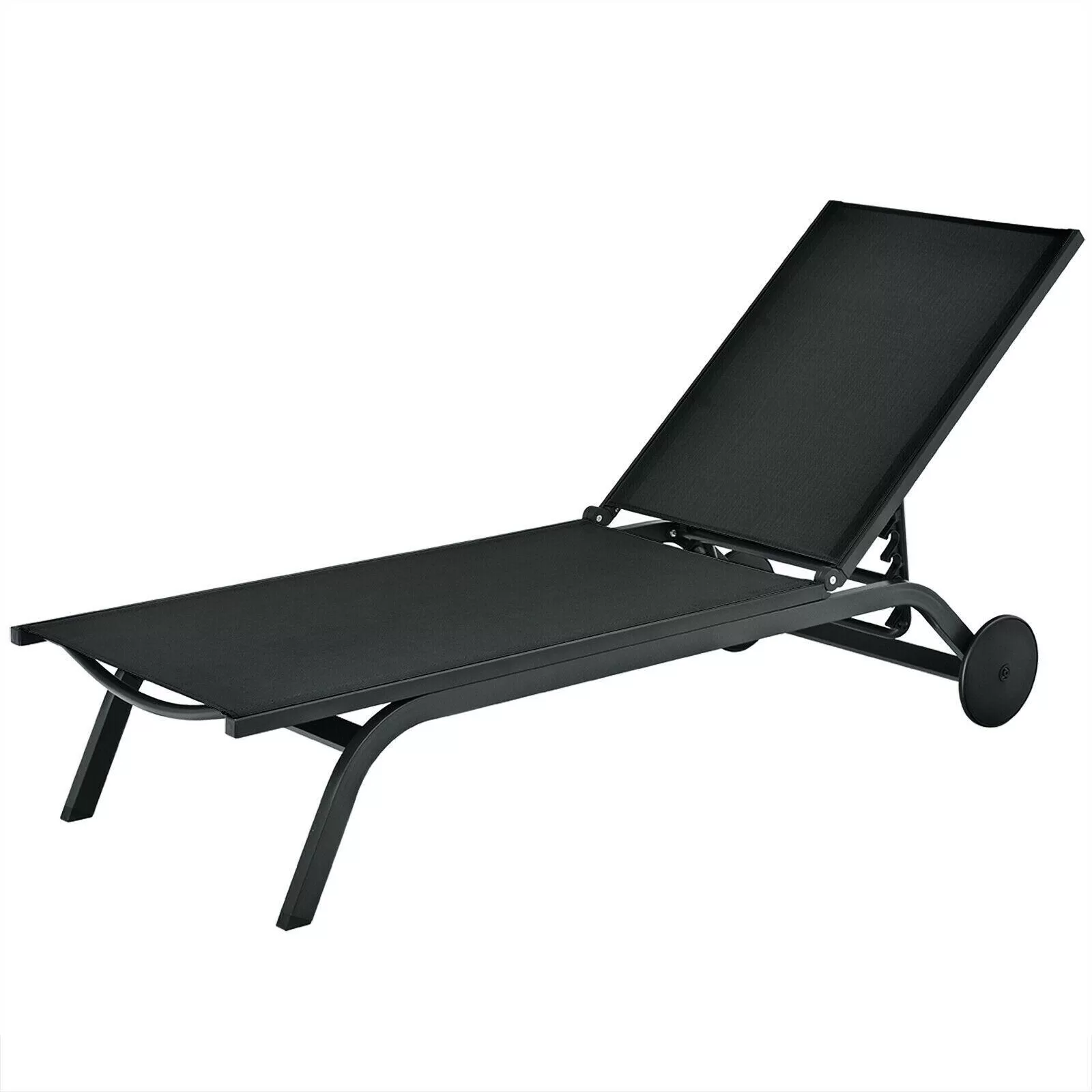 Clihome Patio Lounge Chair Aluminum Metal Frame Stationary Chaise Lounge Chair(s) with Black Premium Fabric Sling Seat - Image 5