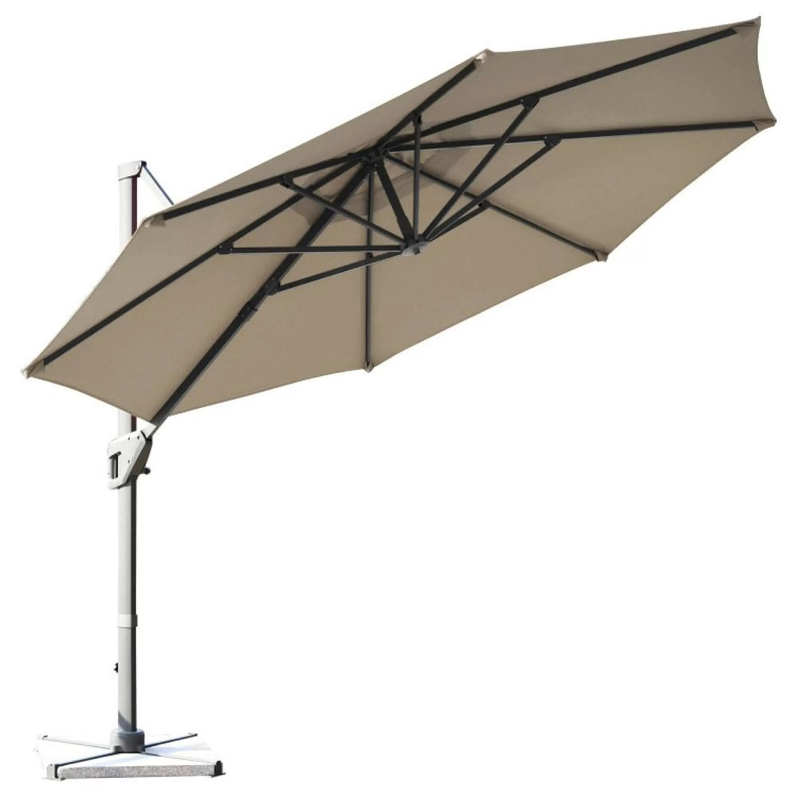 Clihome 11 Ft Patio Cantilever Umbrella Outdoor Offset Umbrella with 360 degree Rotation and Tilt System Without Weight Base - Image 2