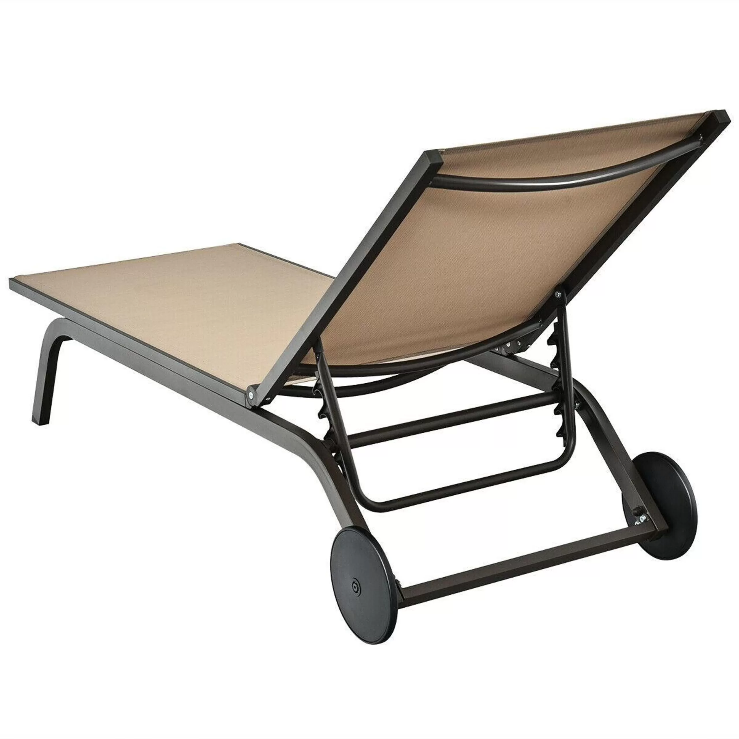 Clihome Patio Lounge Chair Aluminum Metal Frame Stationary Chaise Lounge Chair(s) with Brown Premium Fabric Sling Seat - Image 11