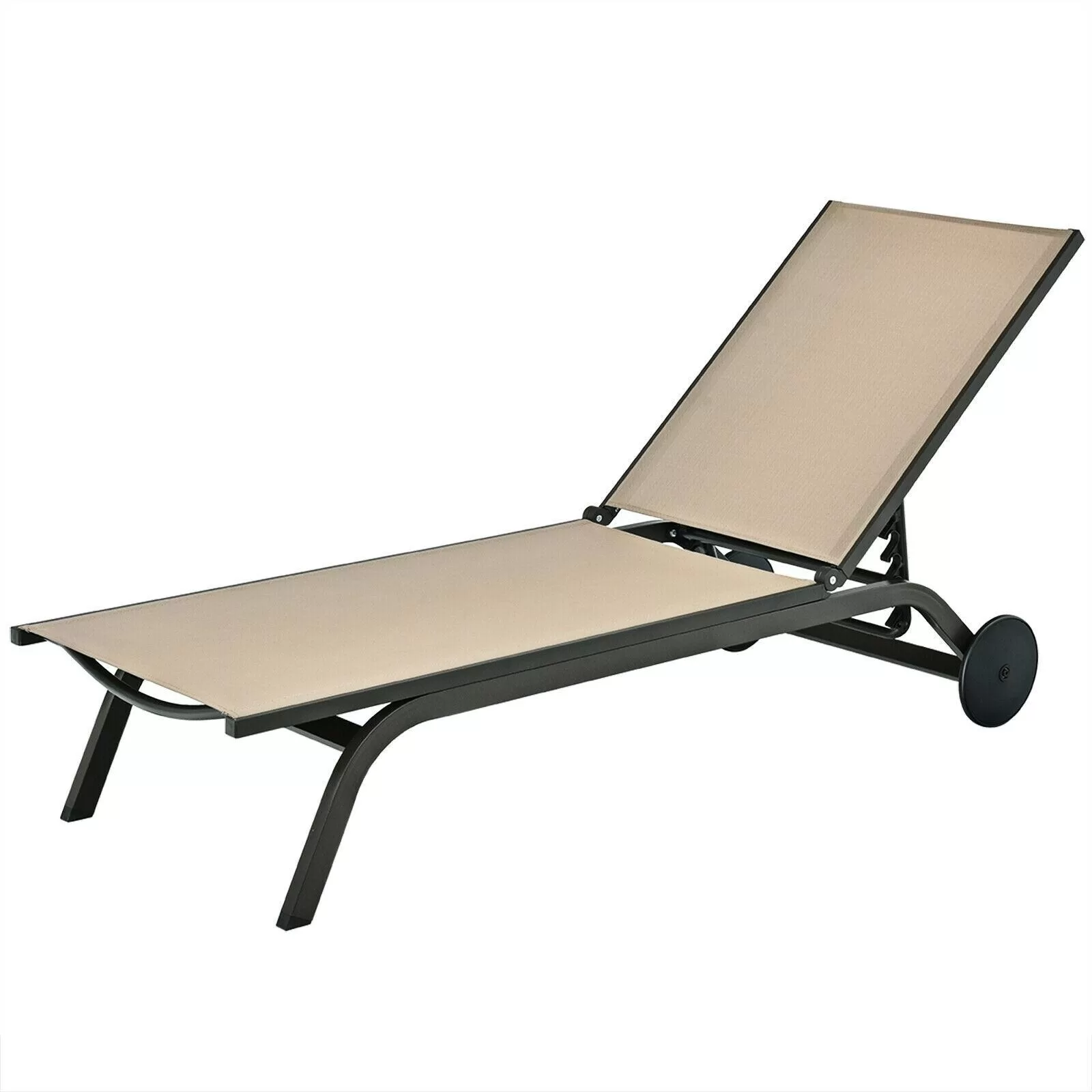 Clihome Patio Lounge Chair Aluminum Metal Frame Stationary Chaise Lounge Chair(s) with Brown Premium Fabric Sling Seat - Image 5