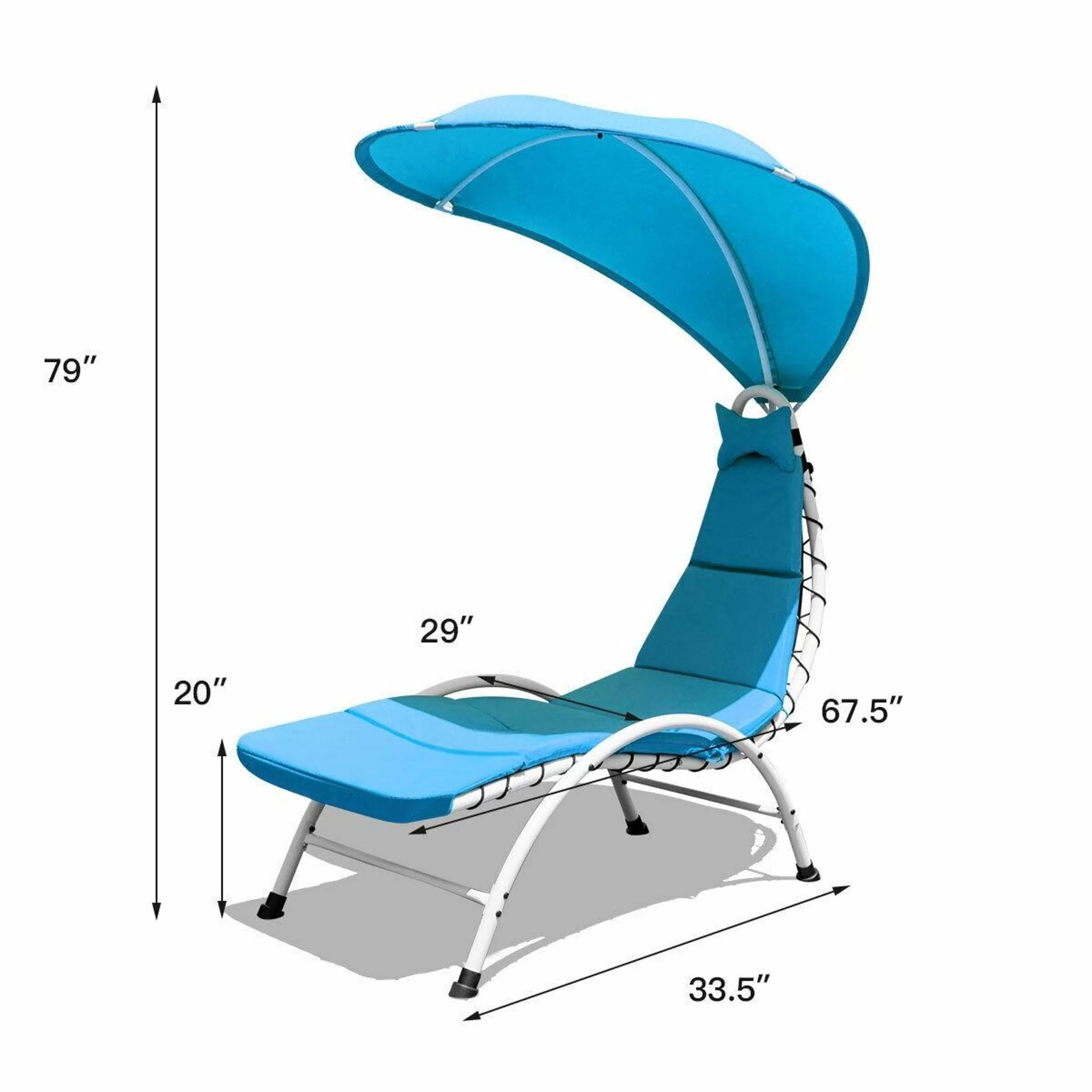 Clihome Patio Furniture White Metal Frame Stationary Chaise Lounge Chair(s) with Blue Polyester and Oxford Fabric Cushioned Seat - Image 4