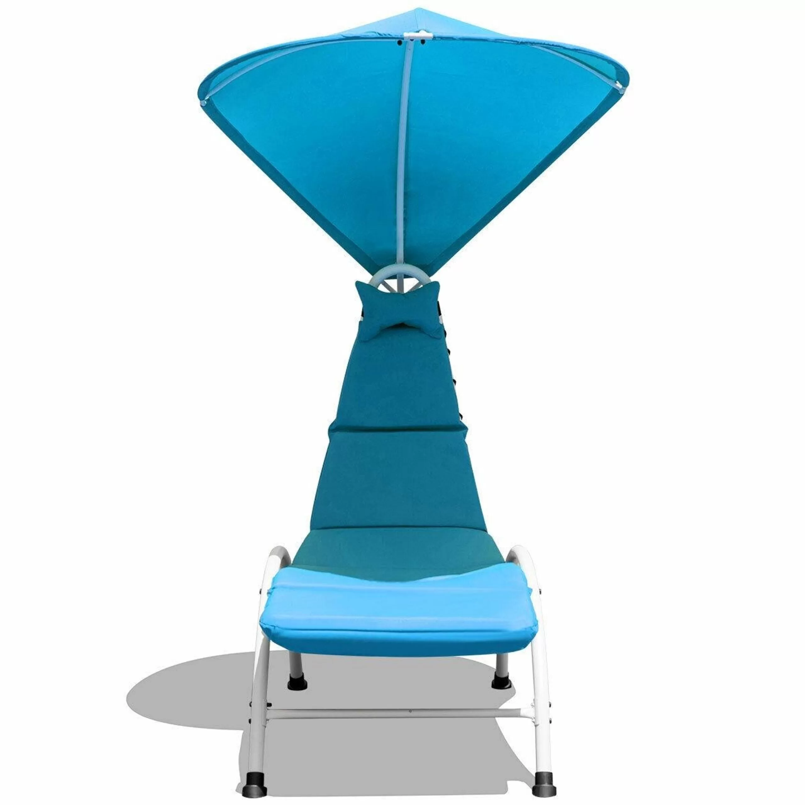 Clihome Patio Furniture White Metal Frame Stationary Chaise Lounge Chair(s) with Blue Polyester and Oxford Fabric Cushioned Seat - Image 5