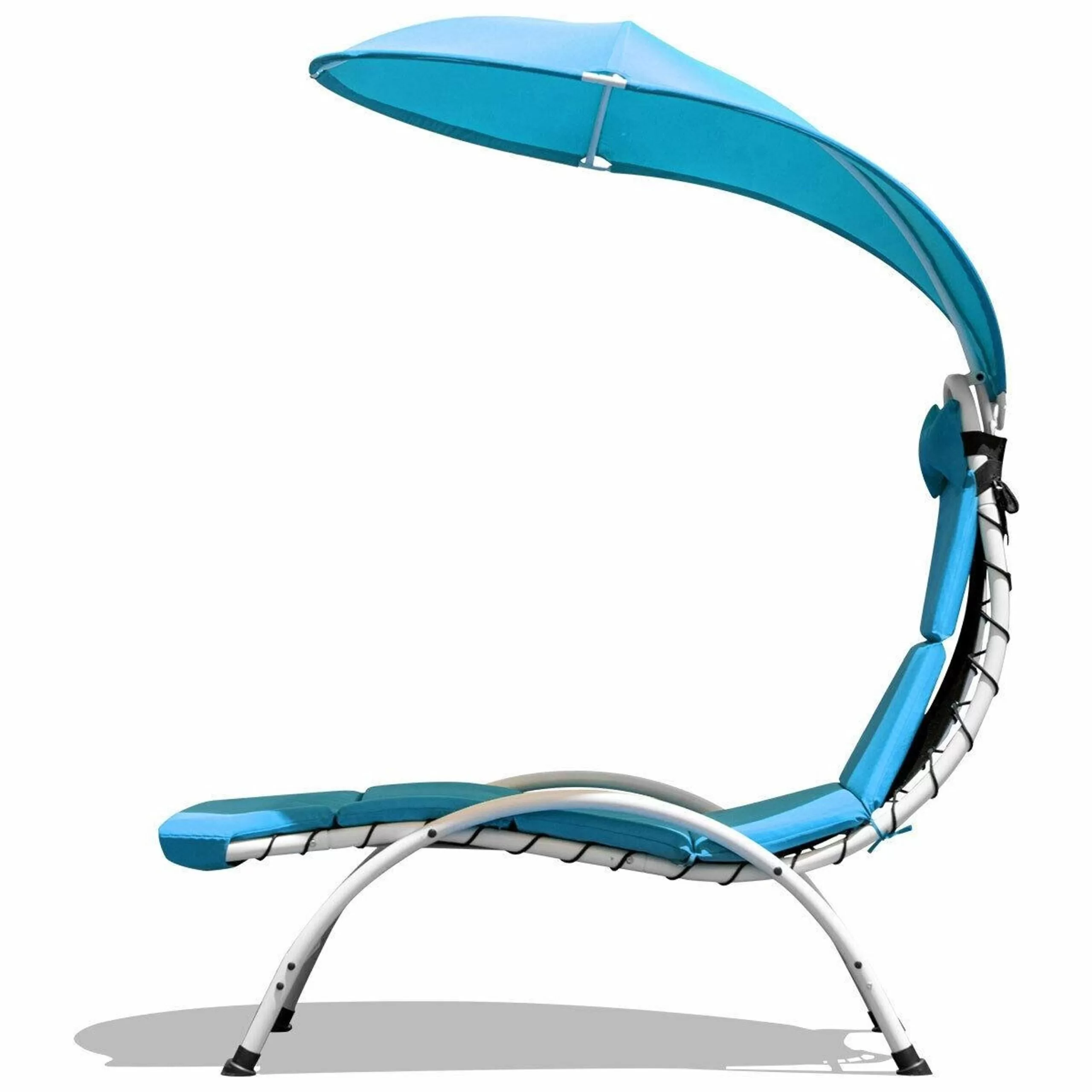 Clihome Patio Furniture White Metal Frame Stationary Chaise Lounge Chair(s) with Blue Polyester and Oxford Fabric Cushioned Seat - Image 6