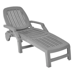Alternative view of Clihome Patio Lounge Chair Gray Pp Plastic Frame Stationary Chaise Lounge Chair(s) with Solid Seat