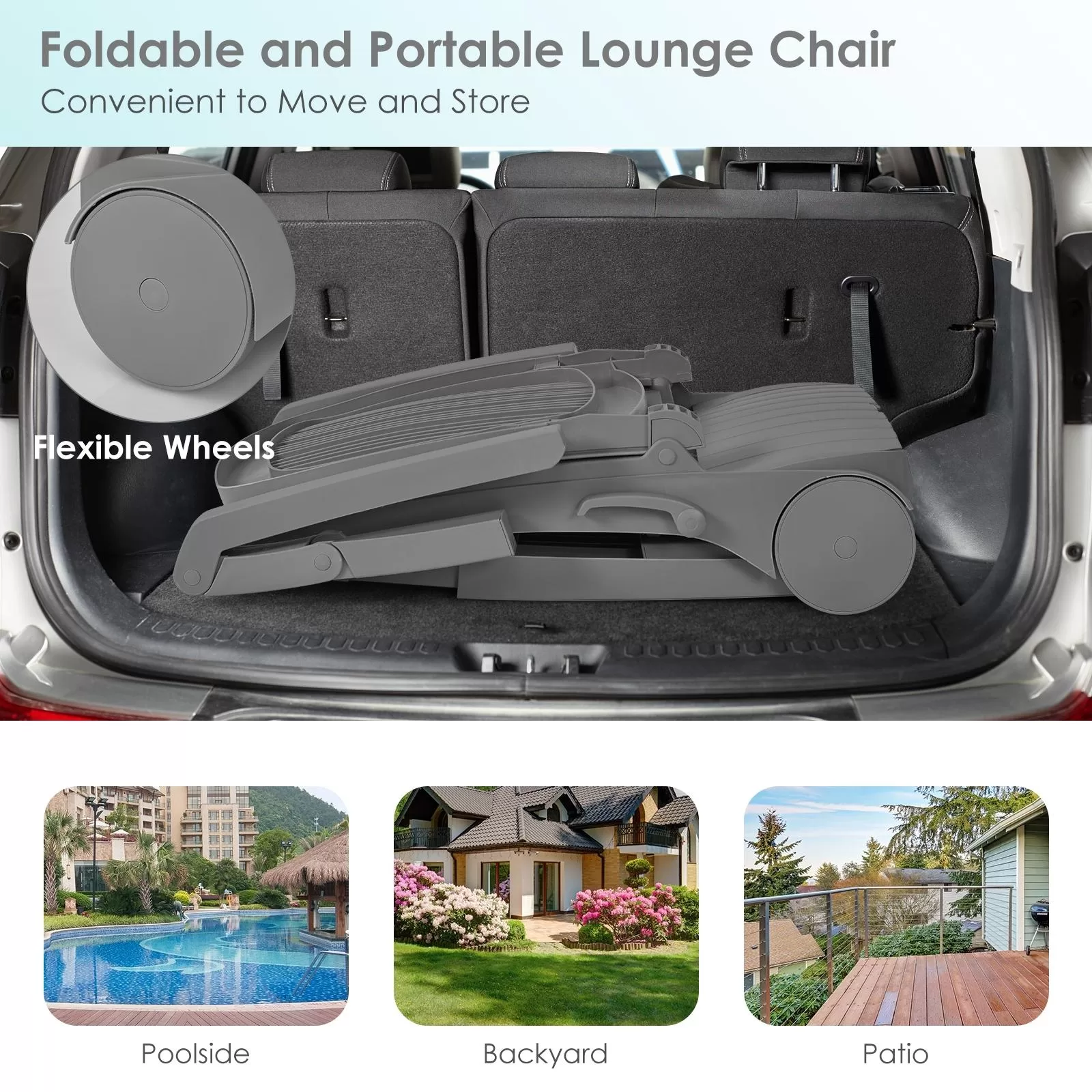 Clihome Patio Lounge Chair Gray Pp Plastic Frame Stationary Chaise Lounge Chair(s) with Solid Seat - Image 10
