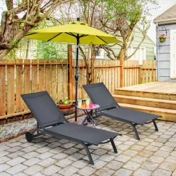 Alternative view of Clihome Patio Lounge Chair Aluminum Metal Frame Stationary Chaise Lounge Chair(s) with Gray Premium Fabric Sling Seat