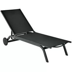 Alternative view of Clihome Patio Lounge Chair Aluminum Metal Frame Stationary Chaise Lounge Chair(s) with Black Premium Fabric Sling Seat