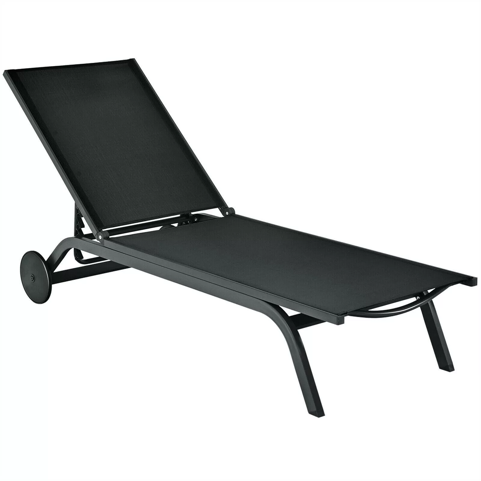 Clihome Patio Lounge Chair Aluminum Metal Frame Stationary Chaise Lounge Chair(s) with Black Premium Fabric Sling Seat - Image 2