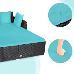 Alternative view of Goplus No Collection Rattan Outdoor Daybed with Bronze Cushion(S) and Rattan Frame