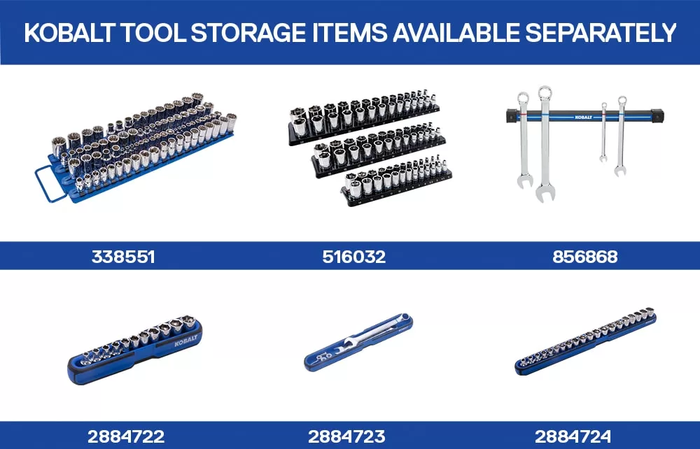 Kobalt 139-Piece Standard (SAE) and Metric 1/2-in;3/8-in Drive Set 6-point Impact Socket Set - Image 11