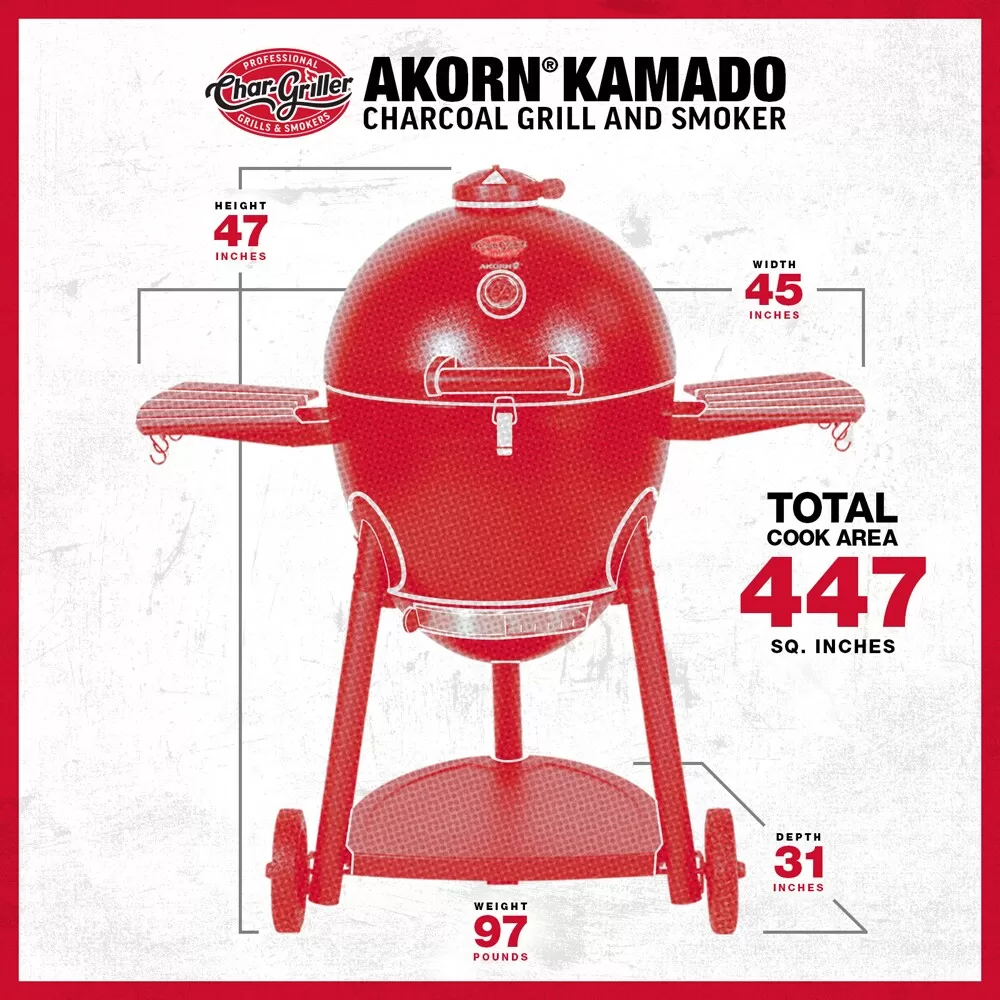 Char-Griller AKORN Kamado Grill, Blue Kamado Charcoal Grill - Image 16