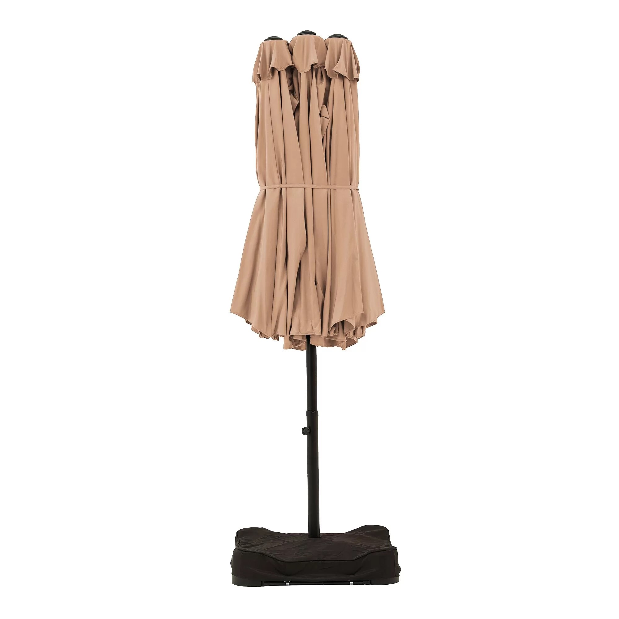 Clihome 15-ft Beige No-tilt Market Patio Umbrella with Base - Image 5