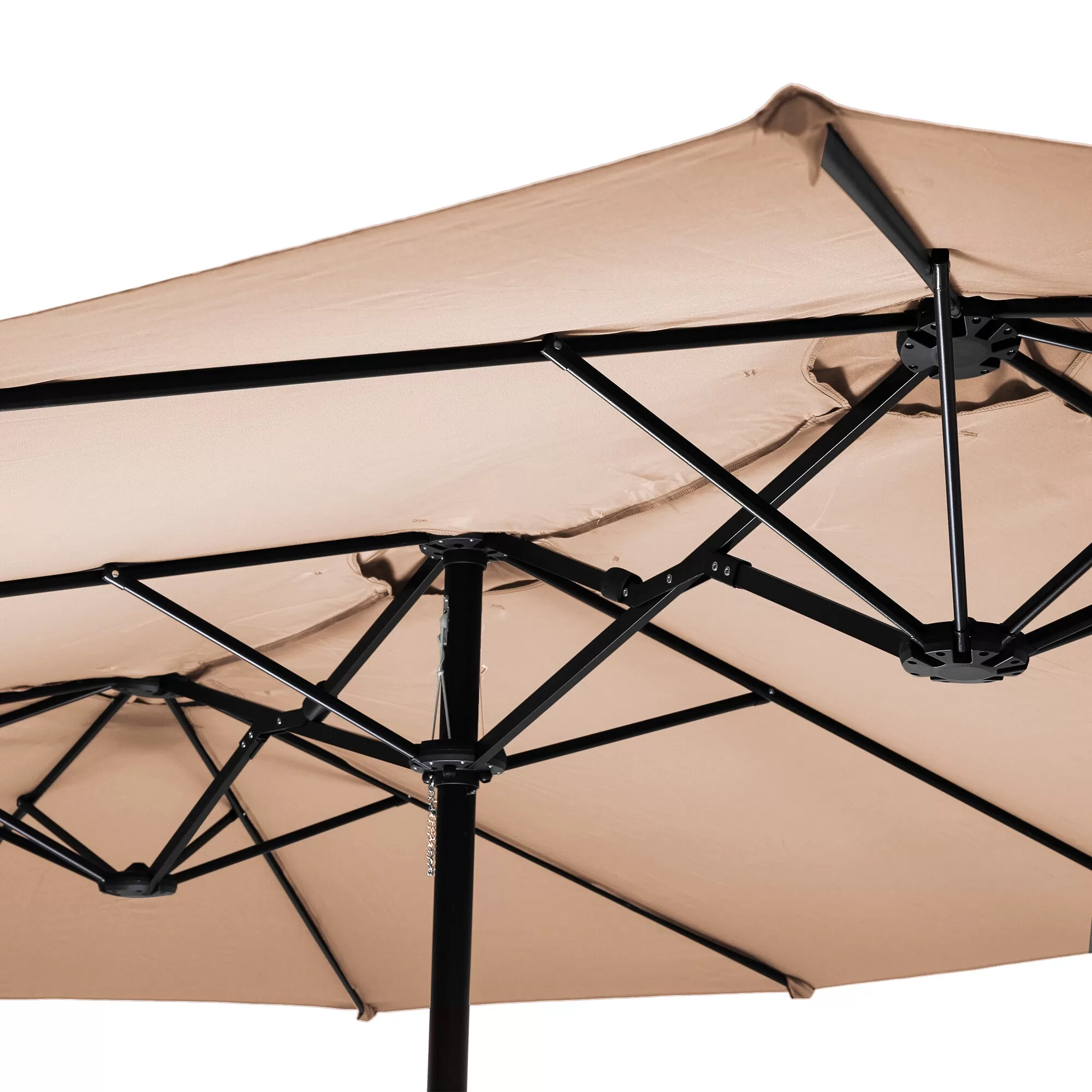 Clihome 15-ft Beige No-tilt Market Patio Umbrella with Base - Image 8