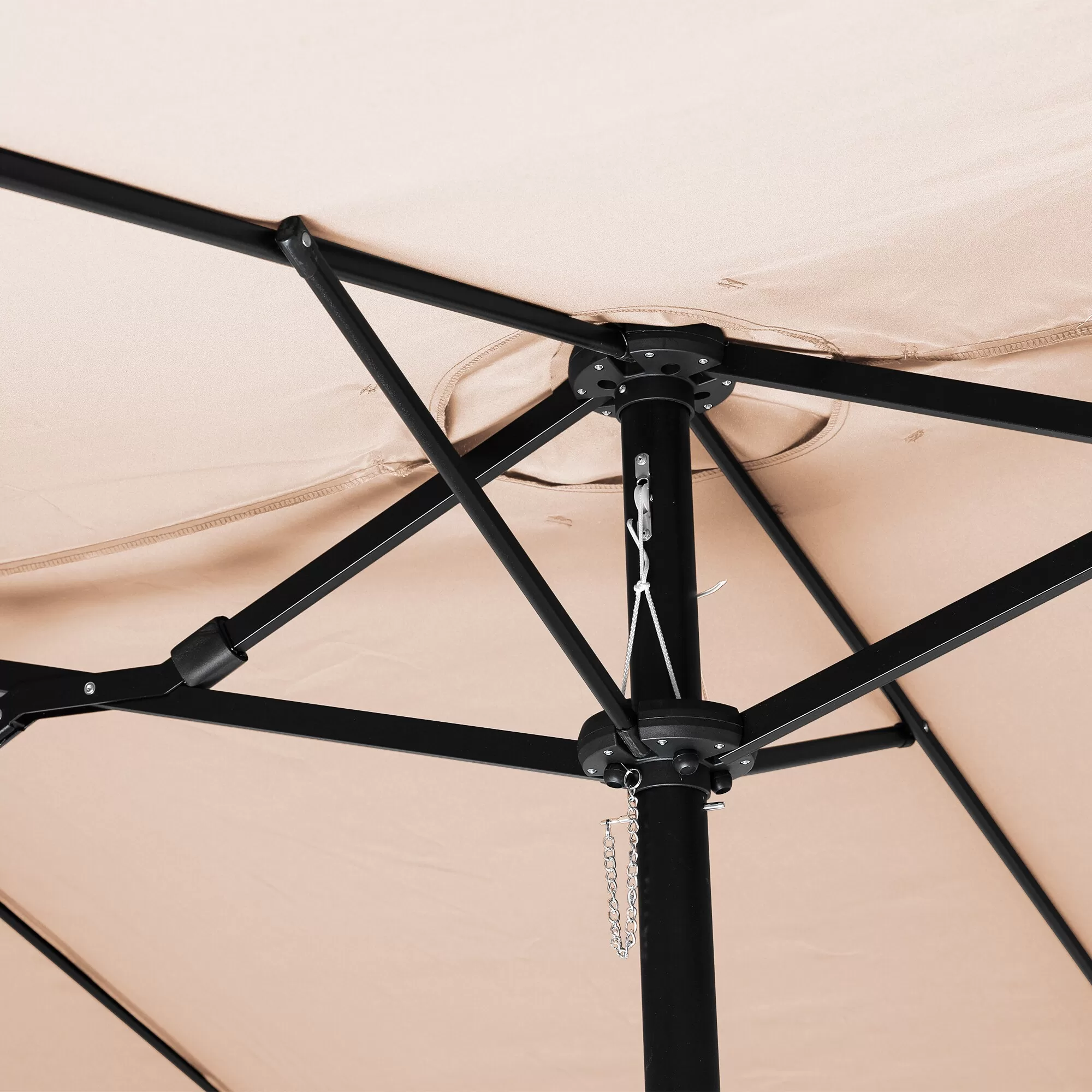 Clihome 15-ft Beige No-tilt Market Patio Umbrella with Base - Image 9