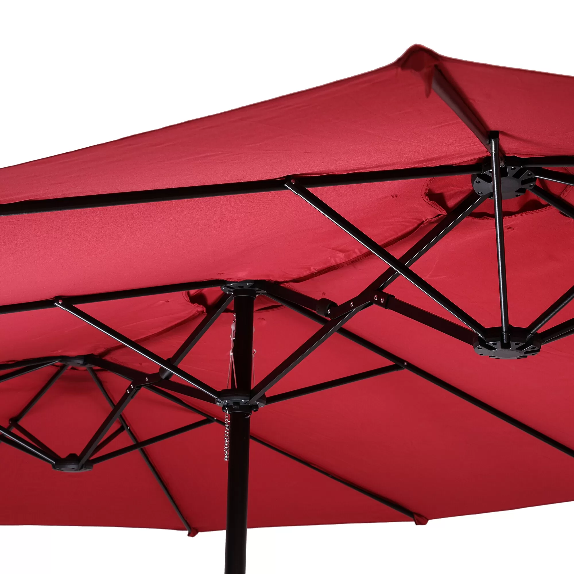 Clihome 15-ft Burgundy No-tilt Market Patio Umbrella with Base - Image 11