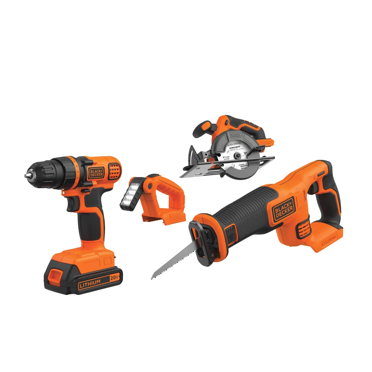 BLACK+DECKER 4-Tool 20-volt Power Tool Combo Kit Case (2 Li-ion Batteries Included and Charger Included) - Image 2