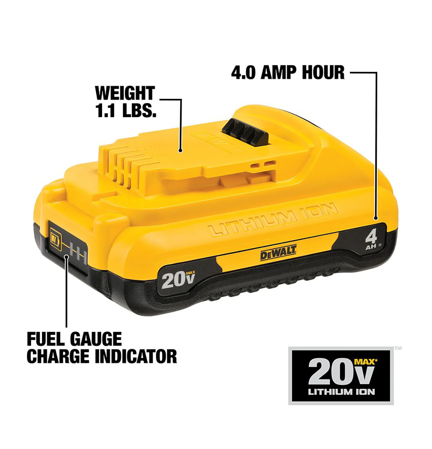DEWALT DCB248-3 V20 3-Pack 8 Amp-Hour; 4 Amp-Hour Lithium-ion Power Tool Battery - Image 6