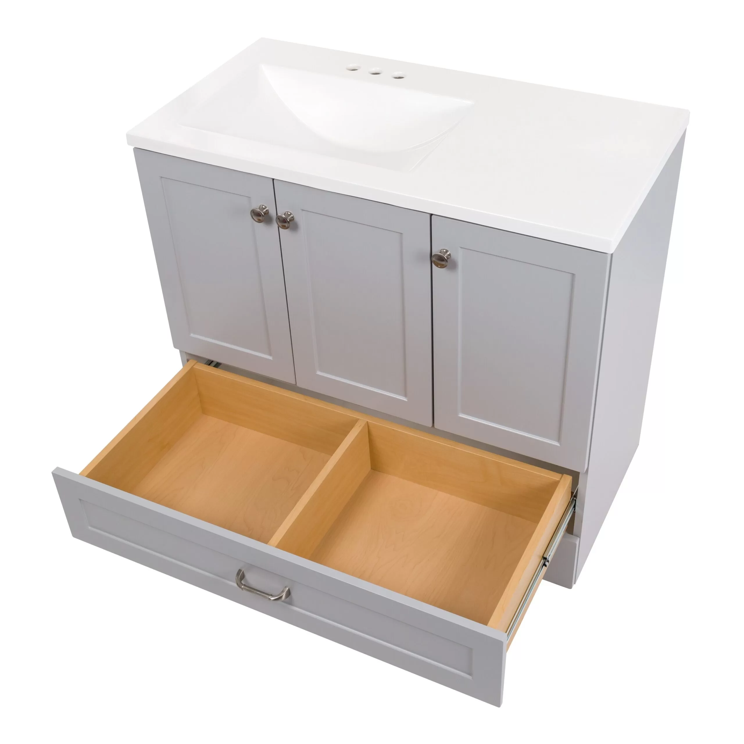 Diamond NOW Cassidy 36-in Pearl Gray Single Sink Bathroom Vanity with White Cultured Marble Top - Image 9