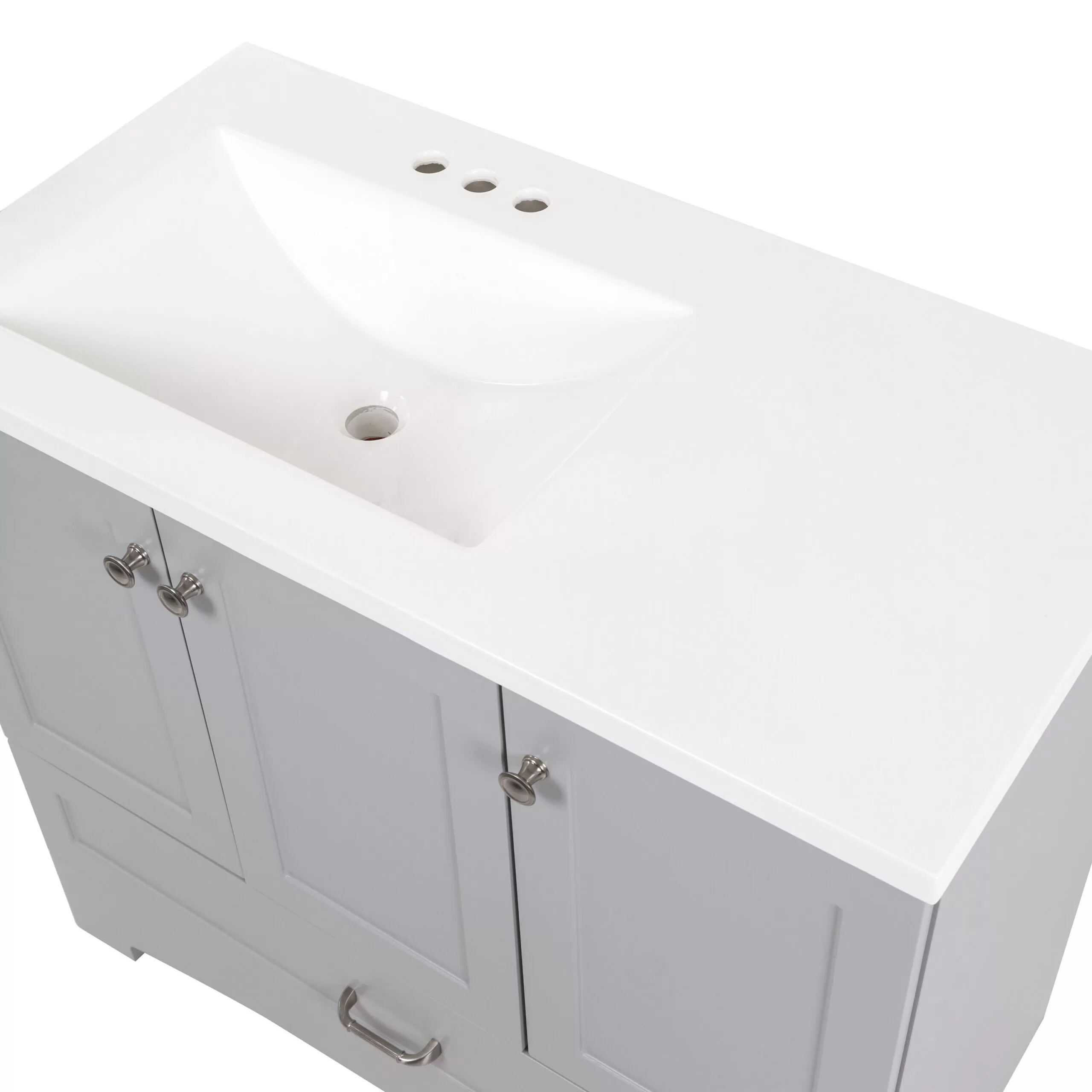 Diamond NOW Cassidy 36-in Pearl Gray Single Sink Bathroom Vanity with White Cultured Marble Top - Image 4