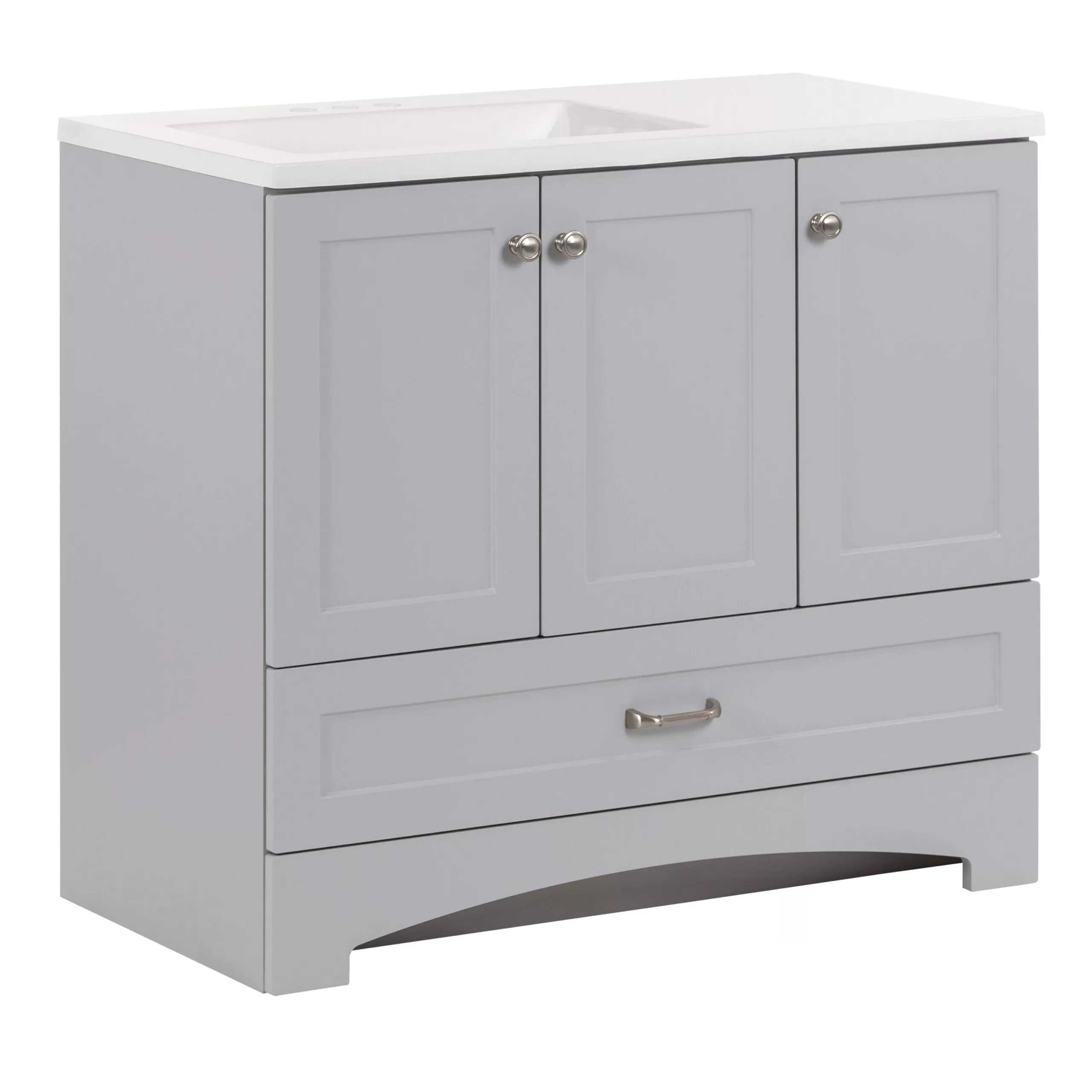 Diamond NOW Cassidy 36-in Pearl Gray Single Sink Bathroom Vanity with White Cultured Marble Top - Image 12